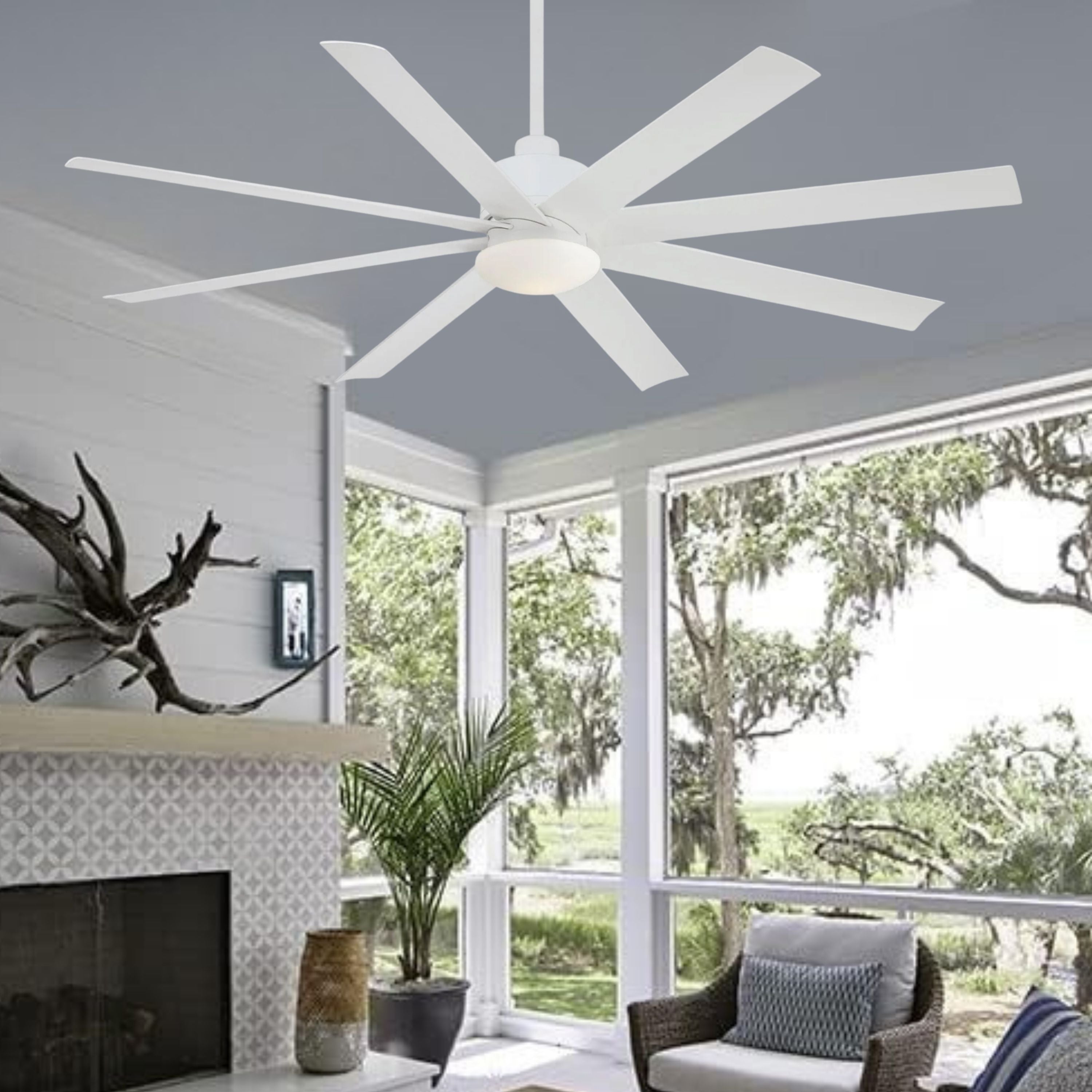 Slipstream LED 65" Large Outdoor Ceiling Fan, Flat White