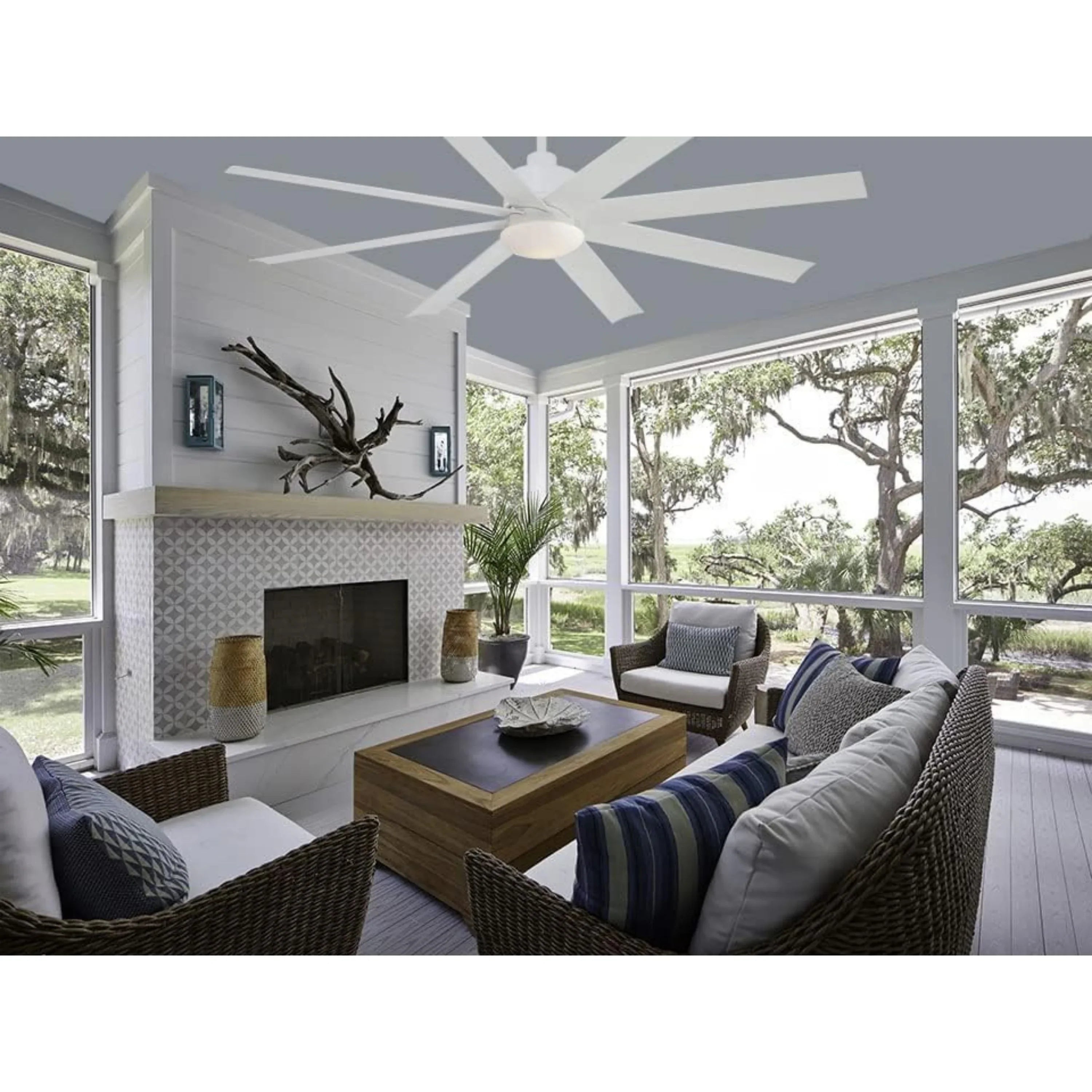 Slipstream LED 65" Large Outdoor Ceiling Fan, Flat White