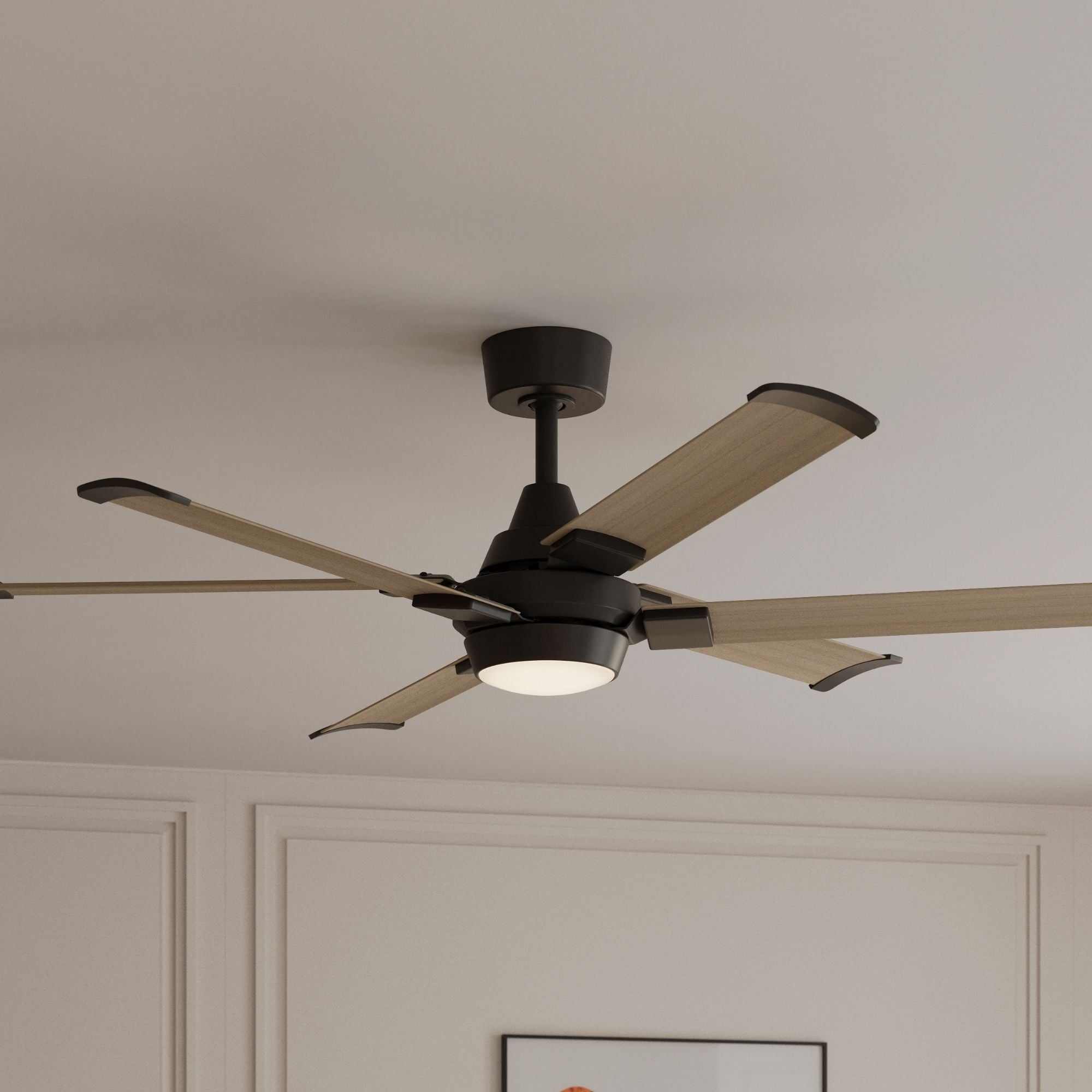 Minka Aire Soarin 56'' Smart Ceiling Fan with LED Light DC Motor Coal Black/Aged Oak