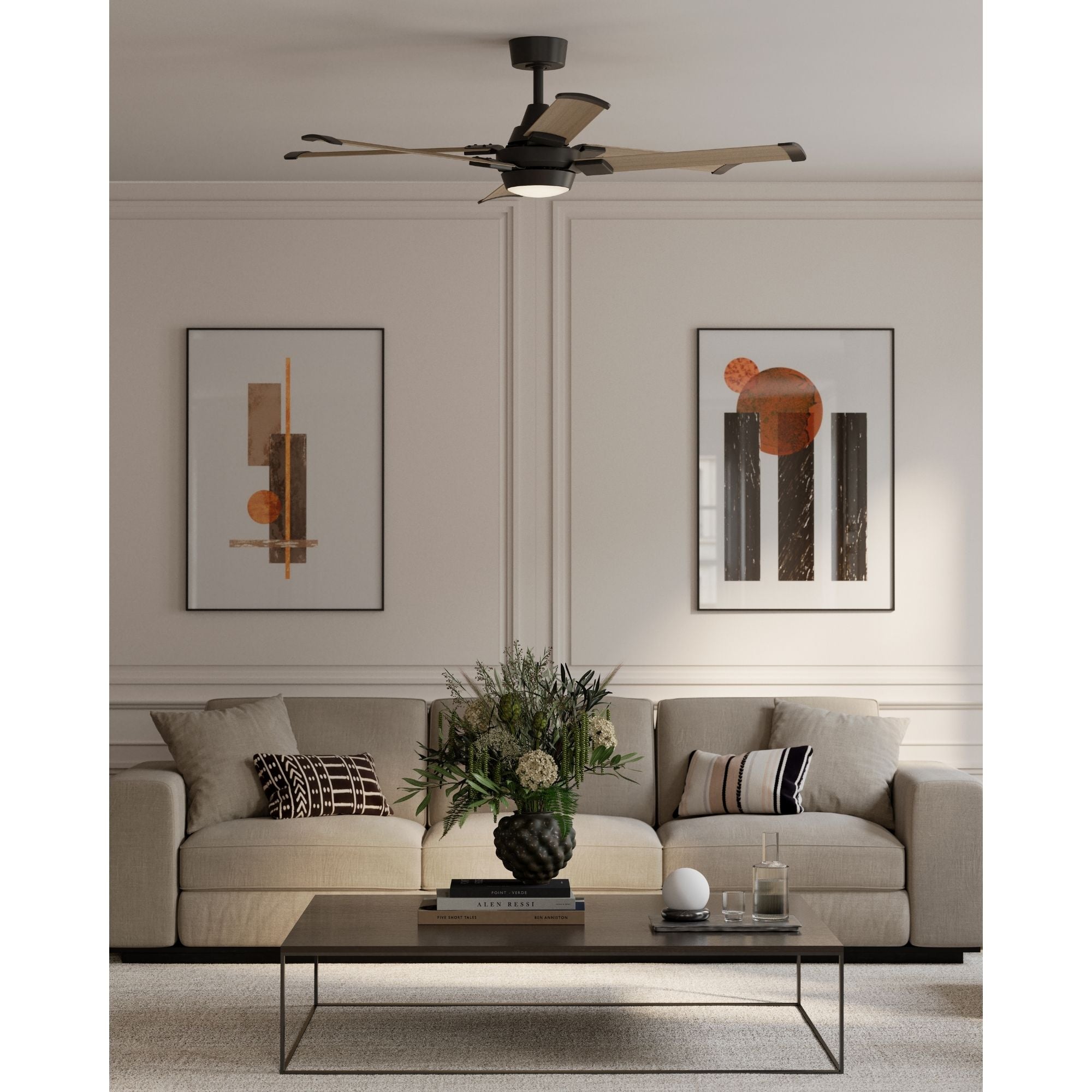 Minka Aire Soarin 56'' Smart Ceiling Fan with LED Light DC Motor Coal Black/Aged Oak