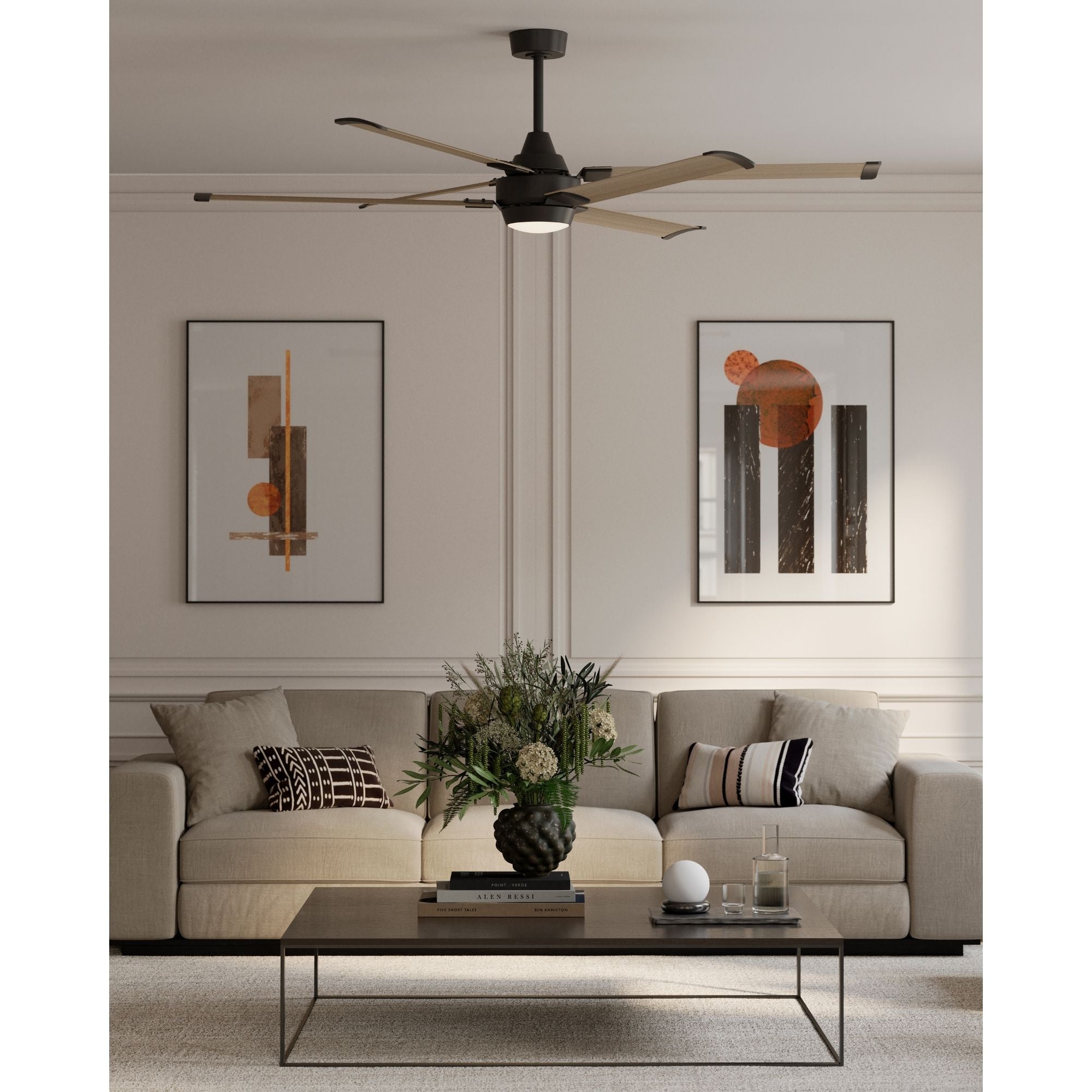 Minka Aire Soarin 72'' Smart Ceiling Fan with LED Light DC Motor Coal Black/Aged Oak