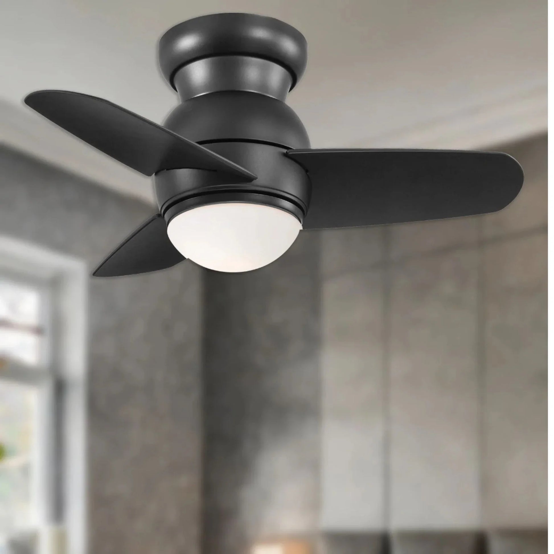 Spacesaver LED 26" Black Coal Hugger Ceiling Fan with Wall Control - Bees Lighting