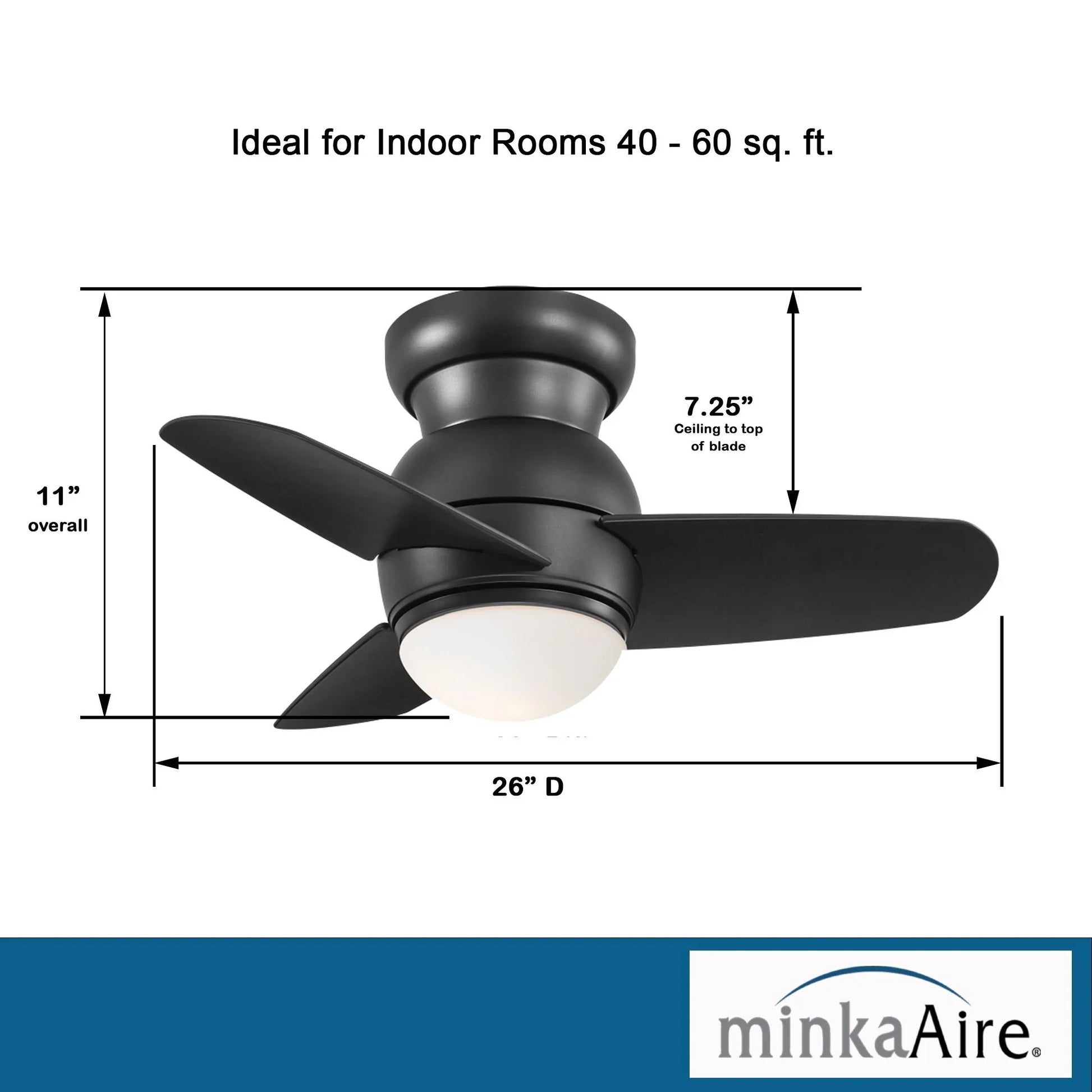 Spacesaver LED 26" Black Coal Hugger Ceiling Fan with Wall Control - Bees Lighting
