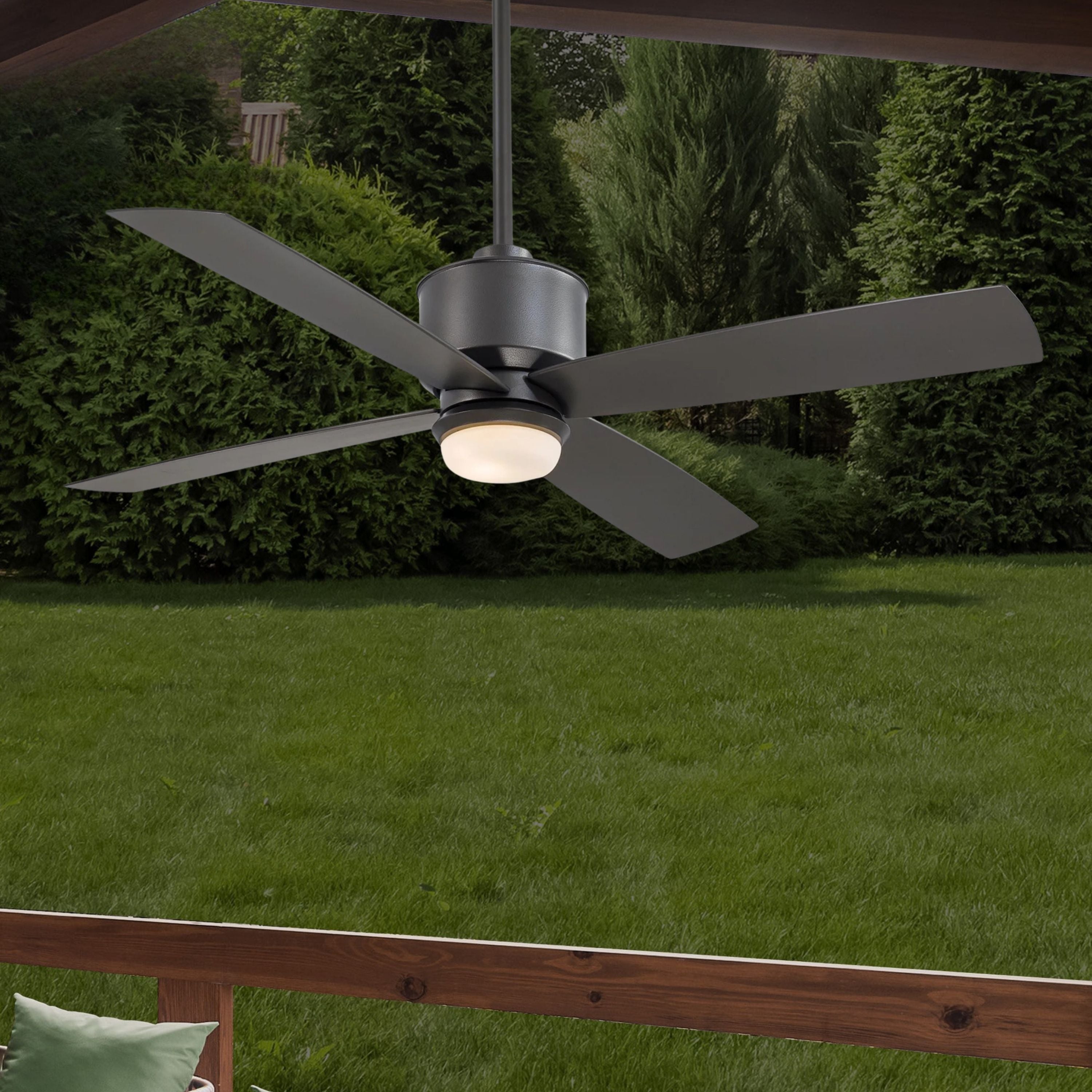 Strata LED 52" Smoked Iron Outdoor Ceiling Fan with Remote