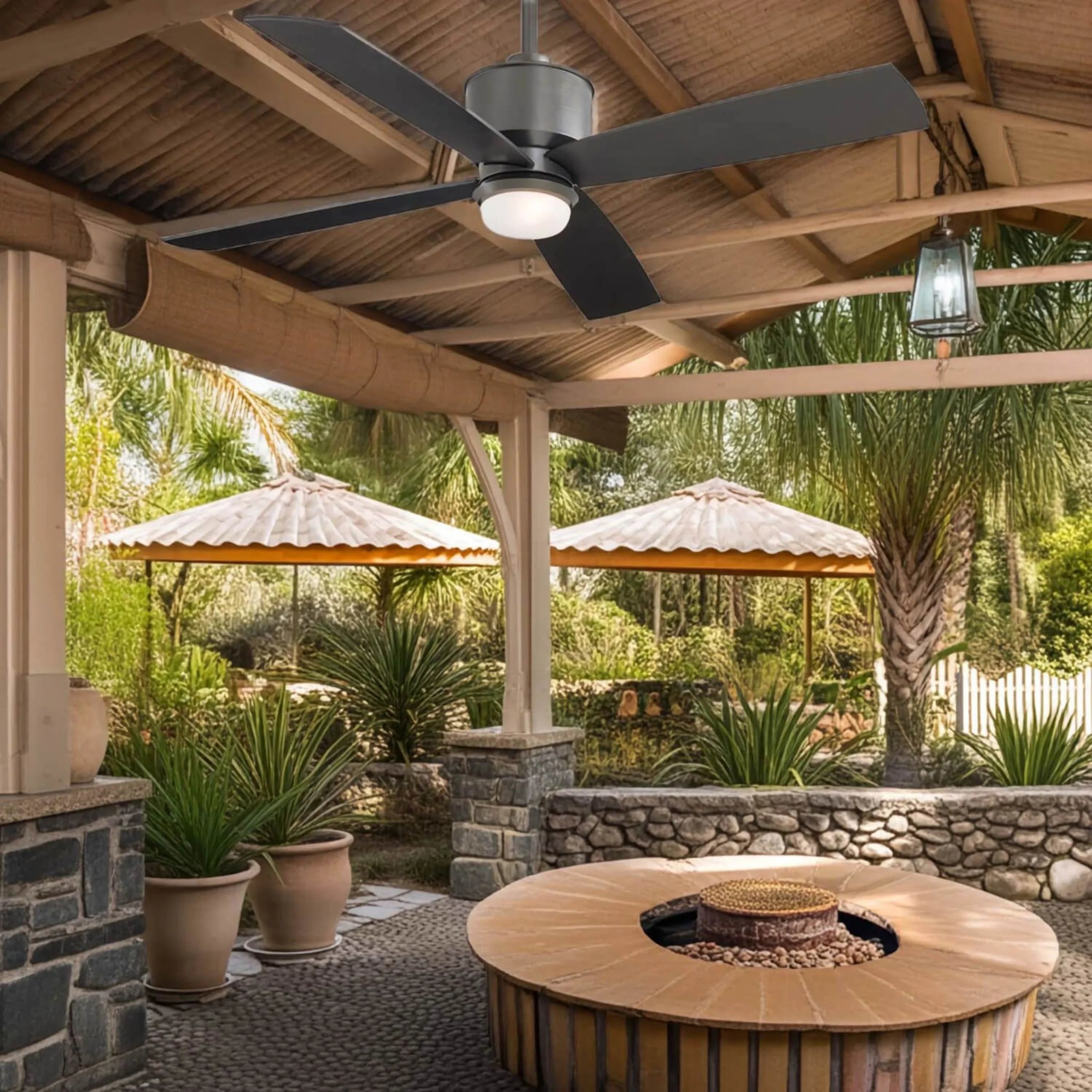 Strata LED 52" Smoked Iron Outdoor Ceiling Fan with Remote