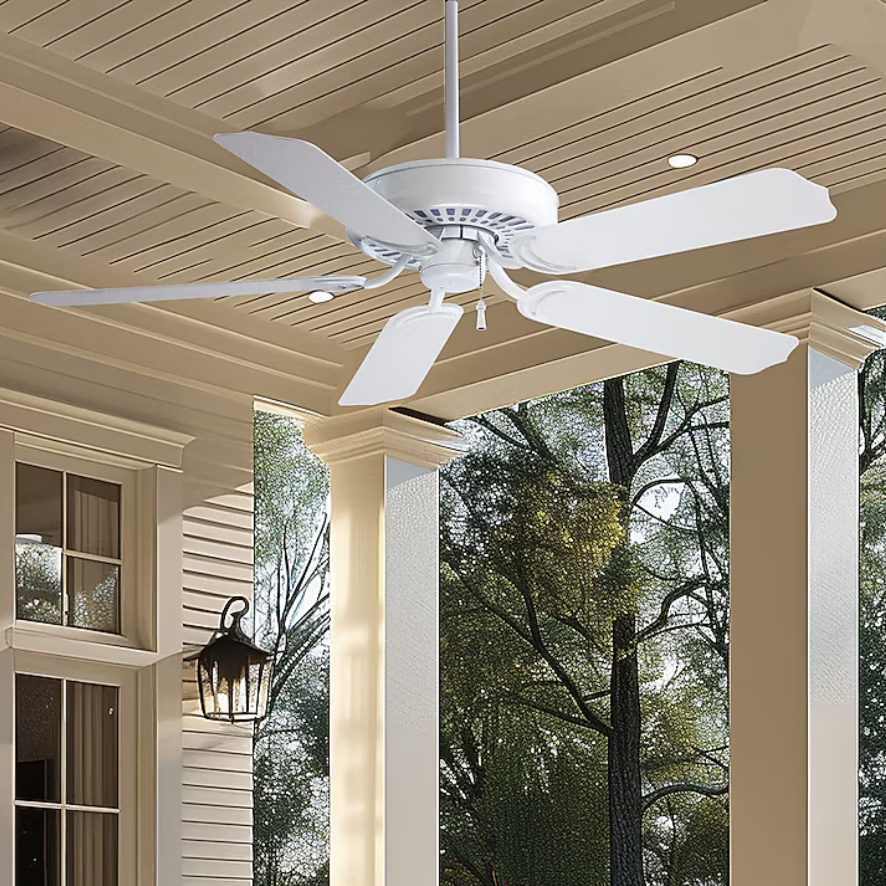 Sundance 52" White Outdoor Ceiling Fan with Pull Chain