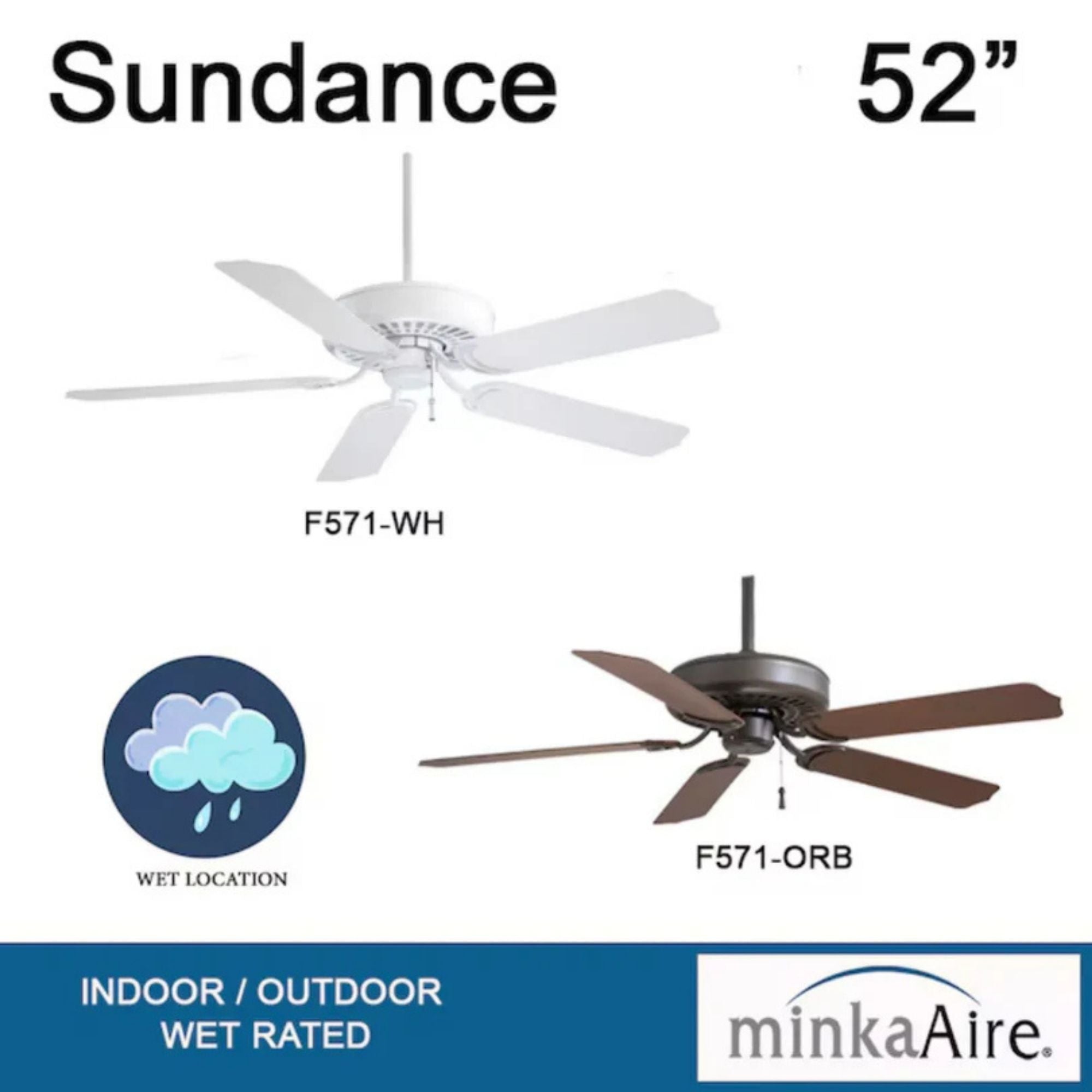 Minka Aire - Sundance 52" White Outdoor Ceiling Fan with Pull Chain | Bees Lighting