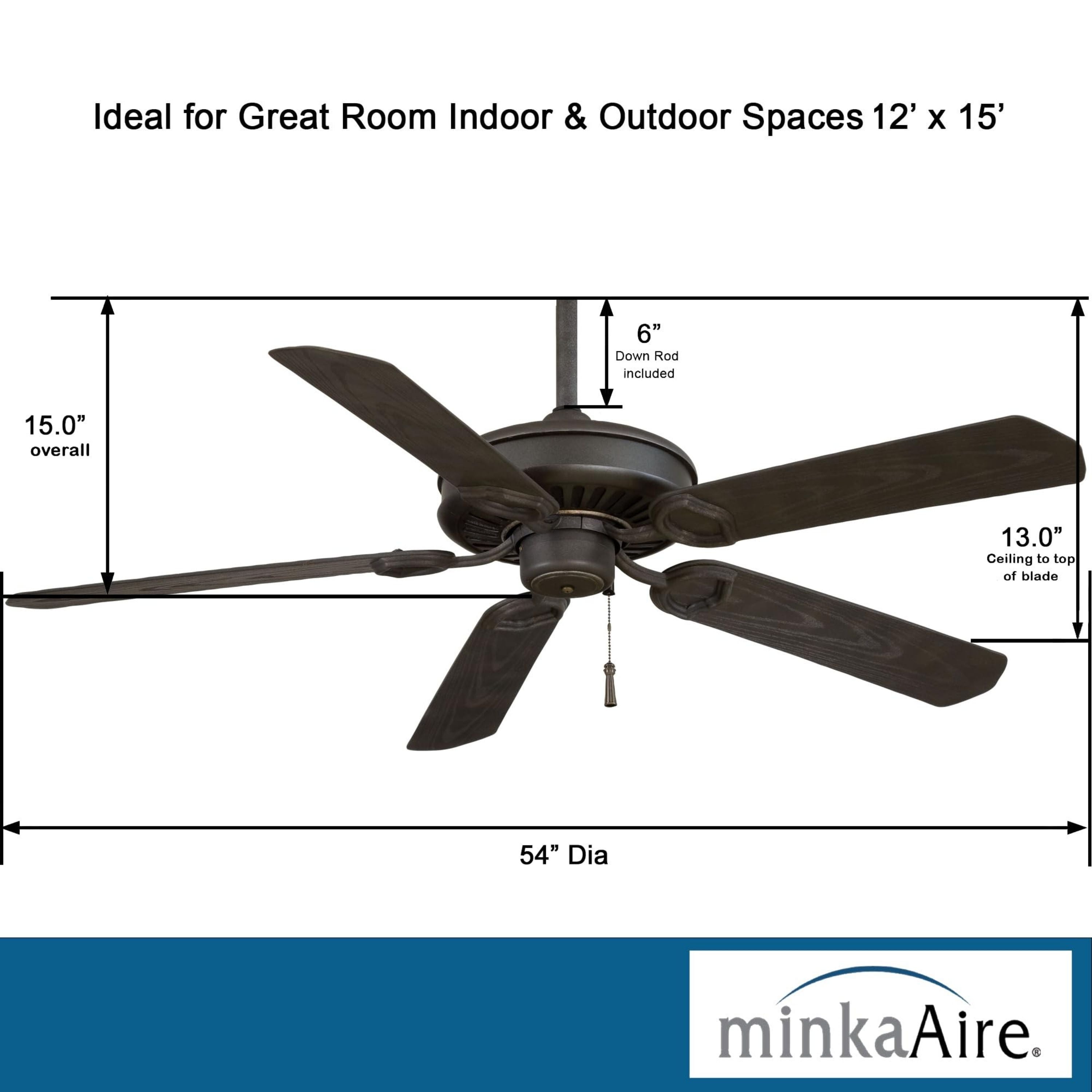 Sundowner 54" Black Iron Wet Rated Ceiling Fan with Pull Chain