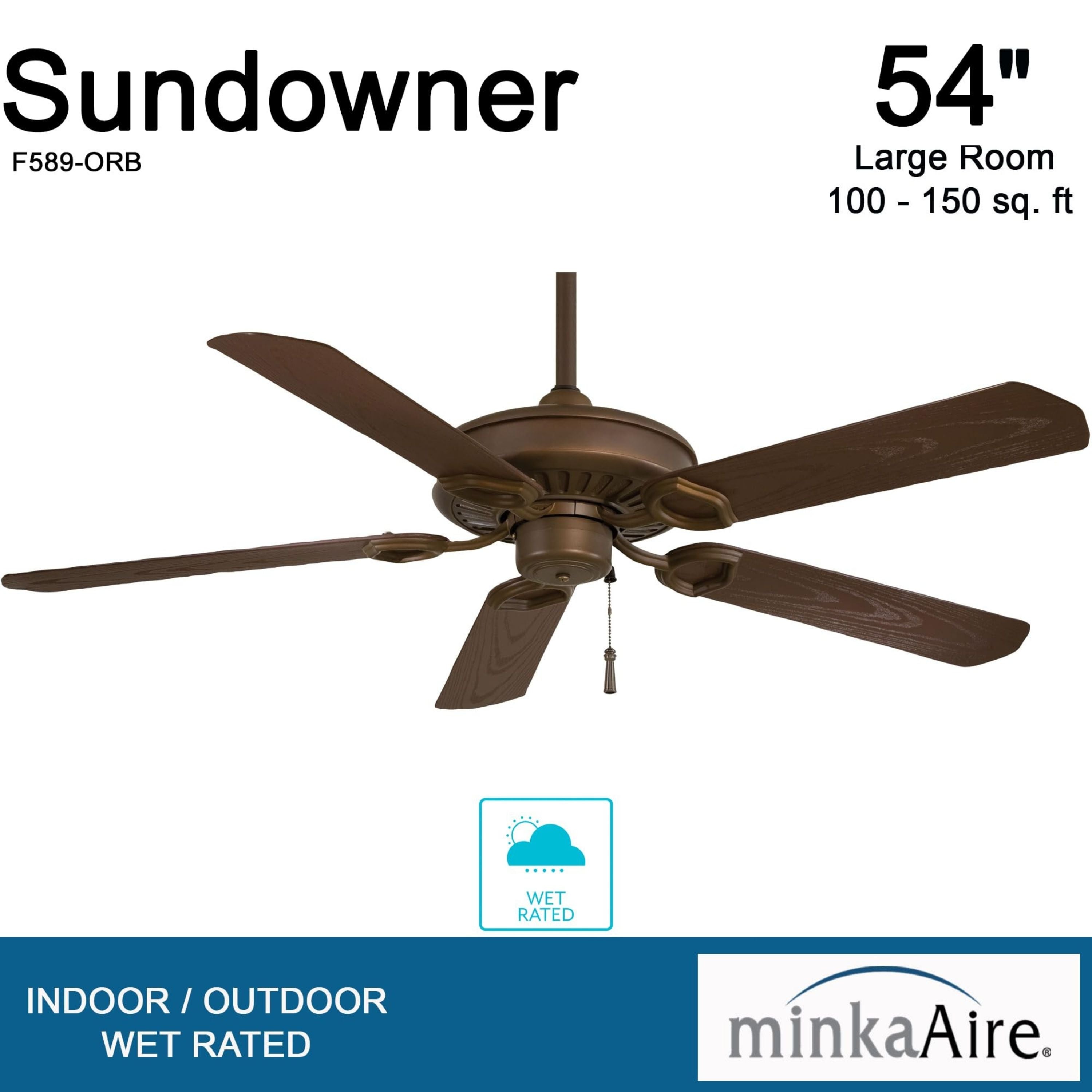 Sundowner 54" Bronze Wet Rated Ceiling Fan with Pull Chain