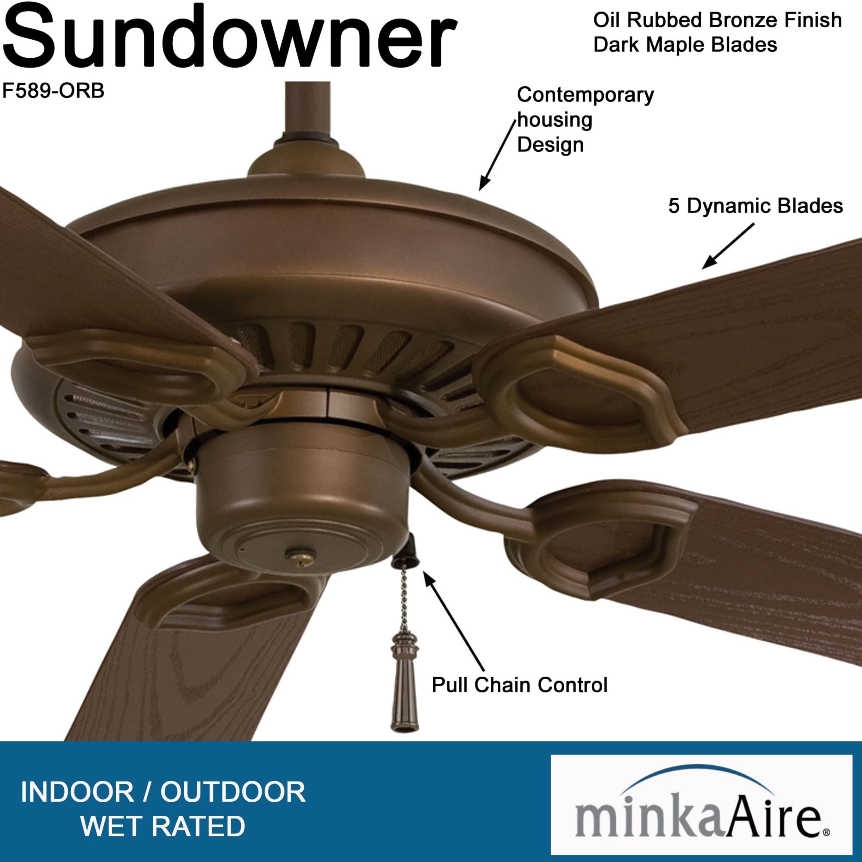 Sundowner 54" Bronze Wet Rated Ceiling Fan with Pull Chain
