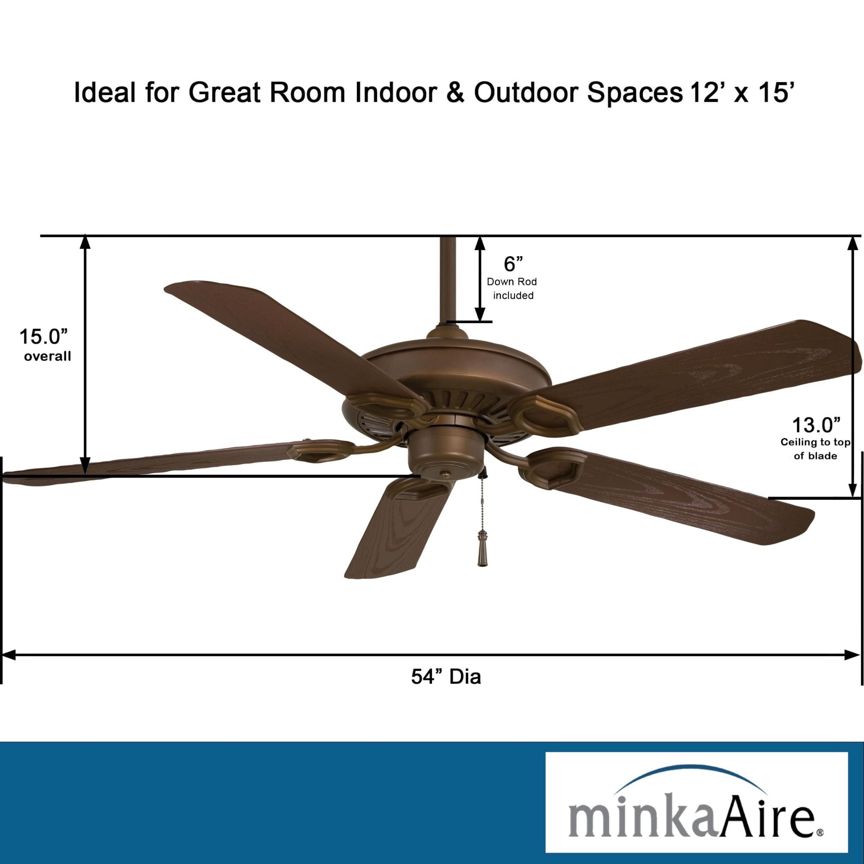 Sundowner 54" Bronze Wet Rated Ceiling Fan with Pull Chain