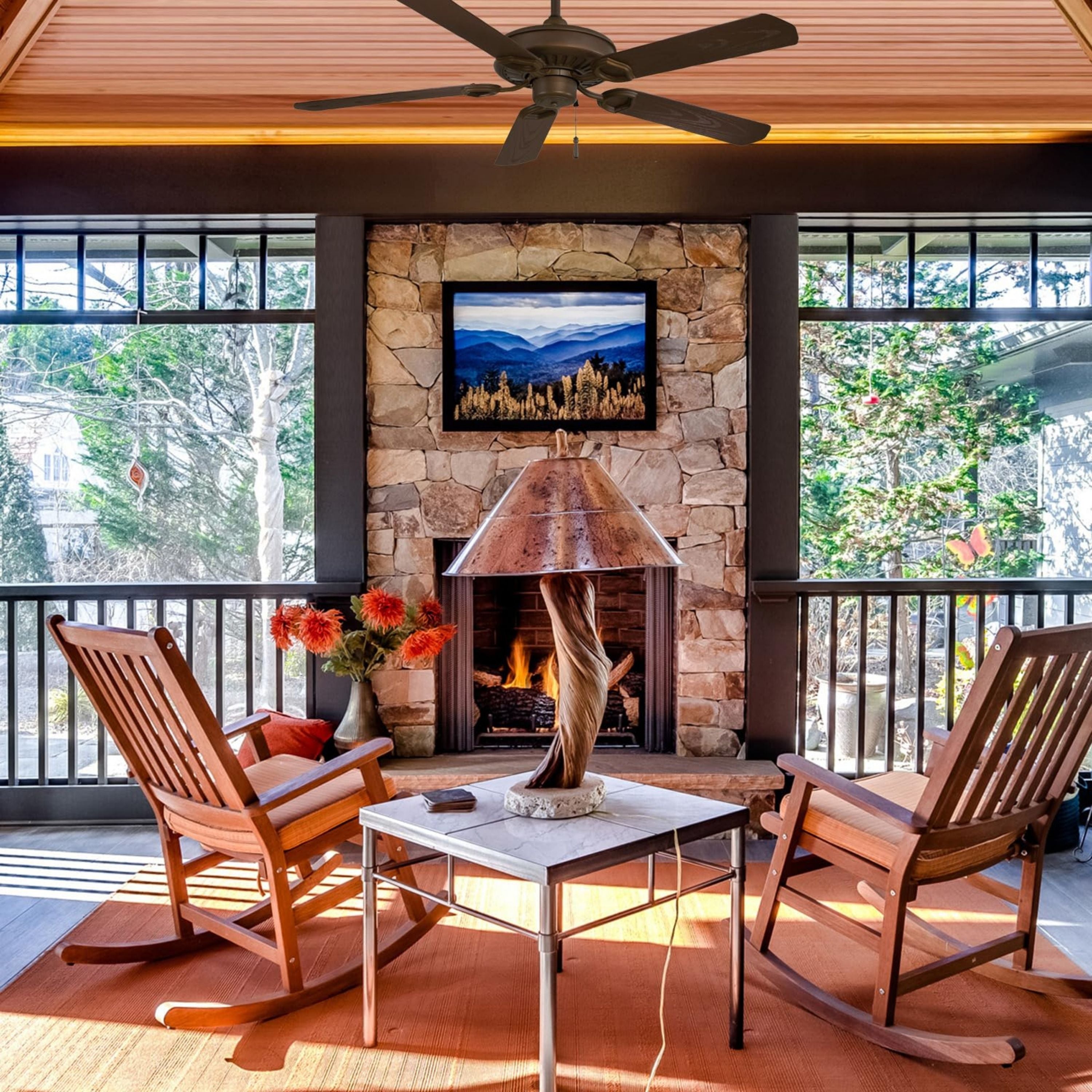 Sundowner 54" Bronze Wet Rated Ceiling Fan with Pull Chain