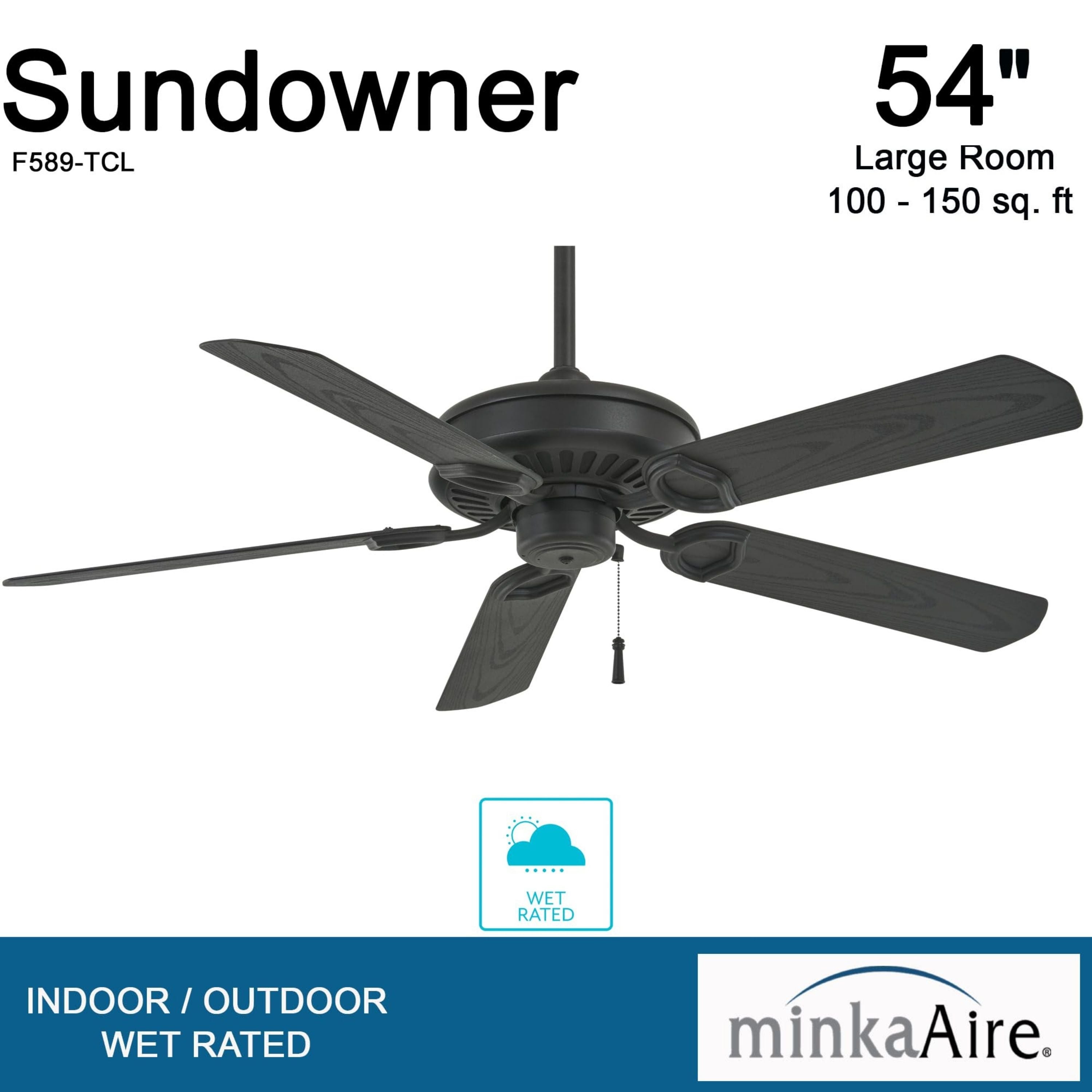 Sundowner 54" Textured Coal Wet Rated Ceiling Fan with Pull Chain