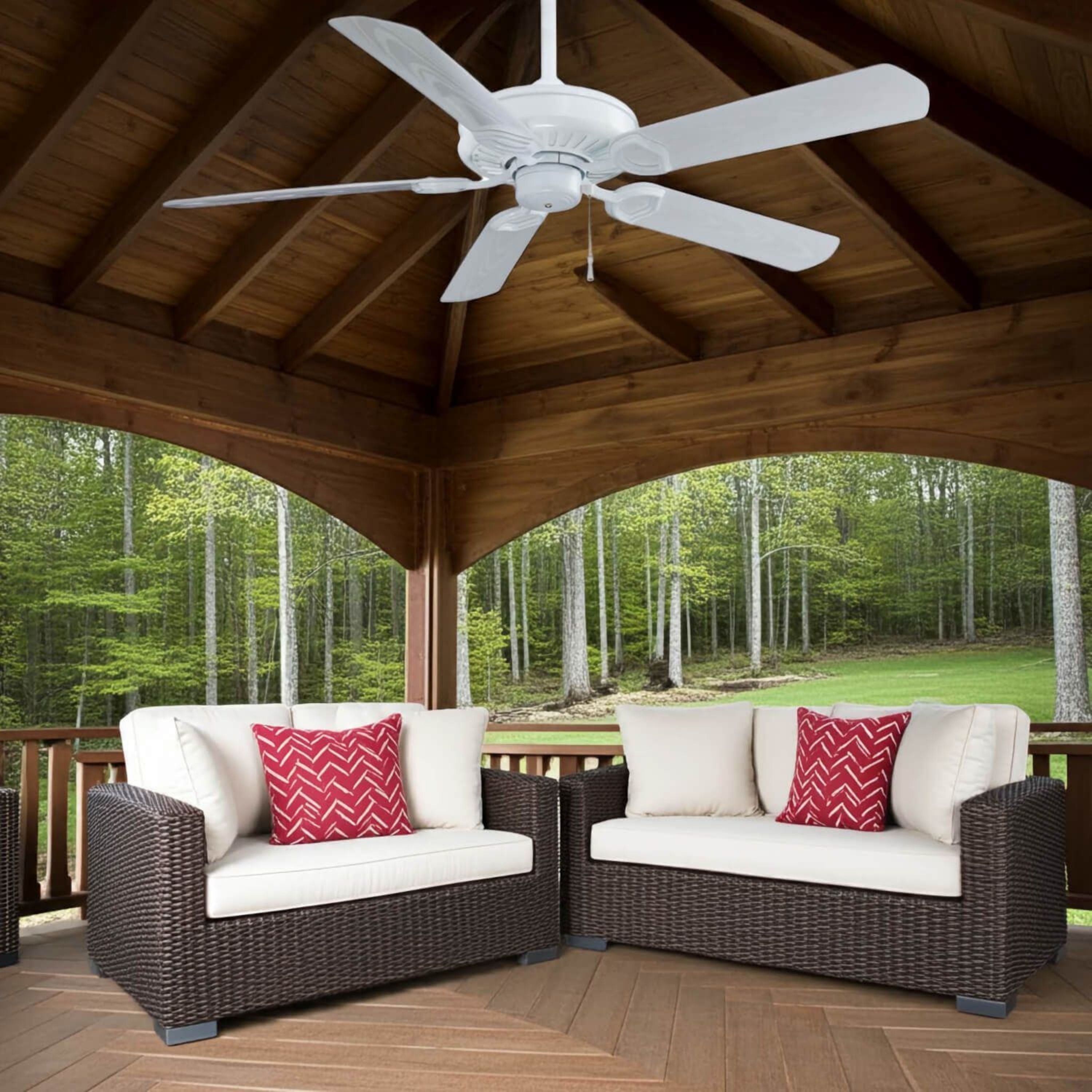 Sundowner 54" White Wet Rated Ceiling Fan with Pull Chain