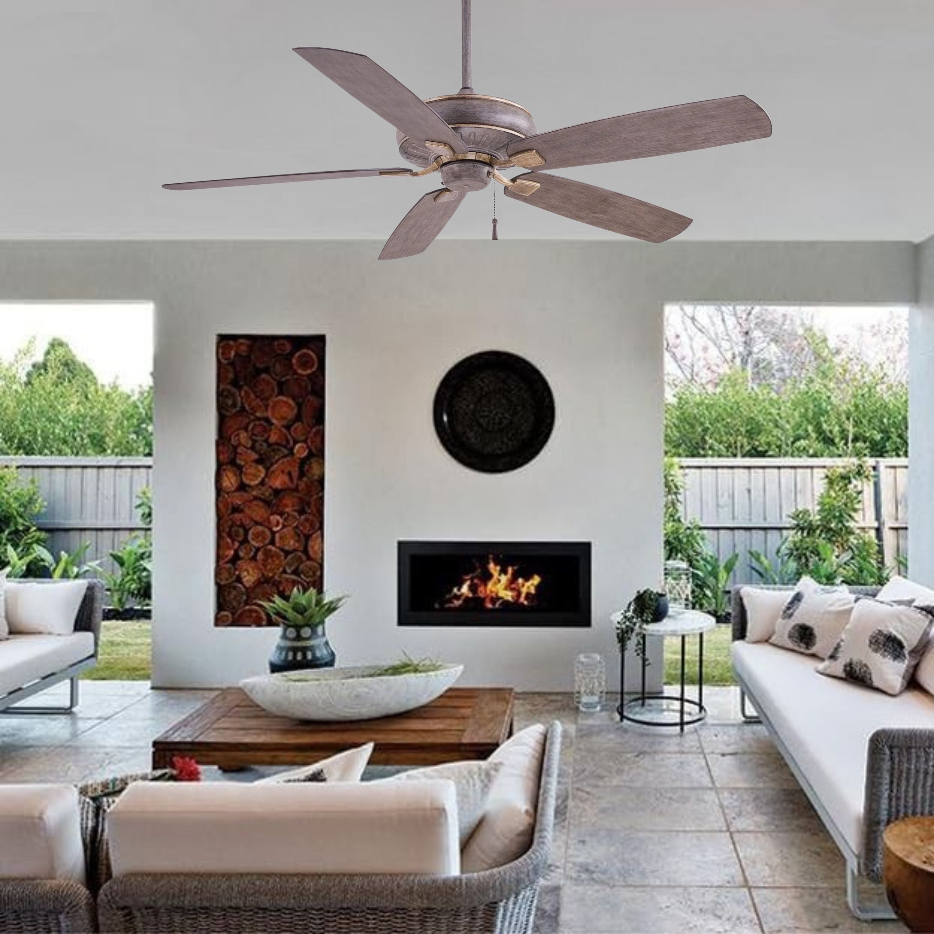 Sunseeker 60" Driftwood Outdoor Ceiling Fan with Pull Chain