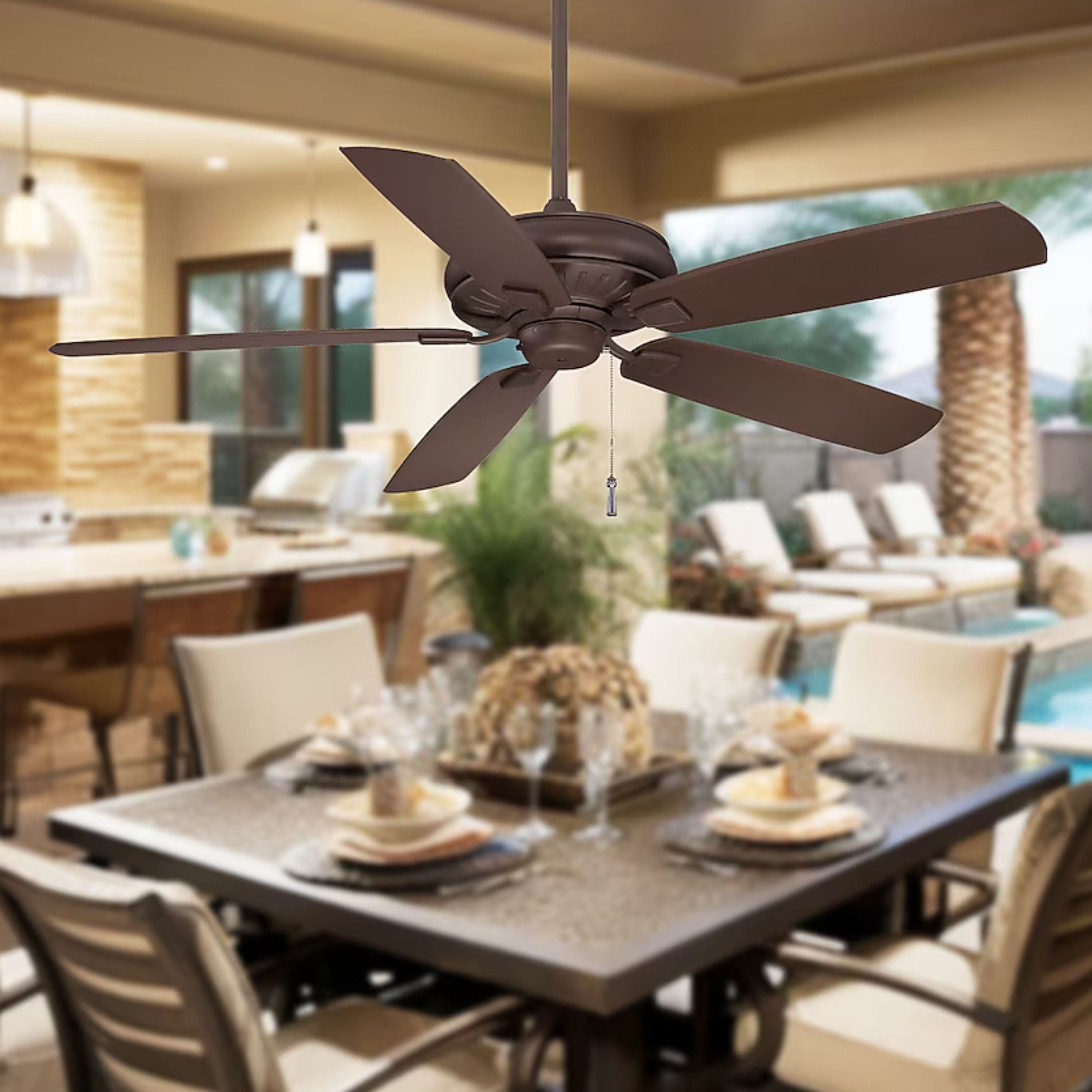 Sunseeker 60" Oil Rubbed Bronze Outdoor Ceiling Fan with Pull Chain