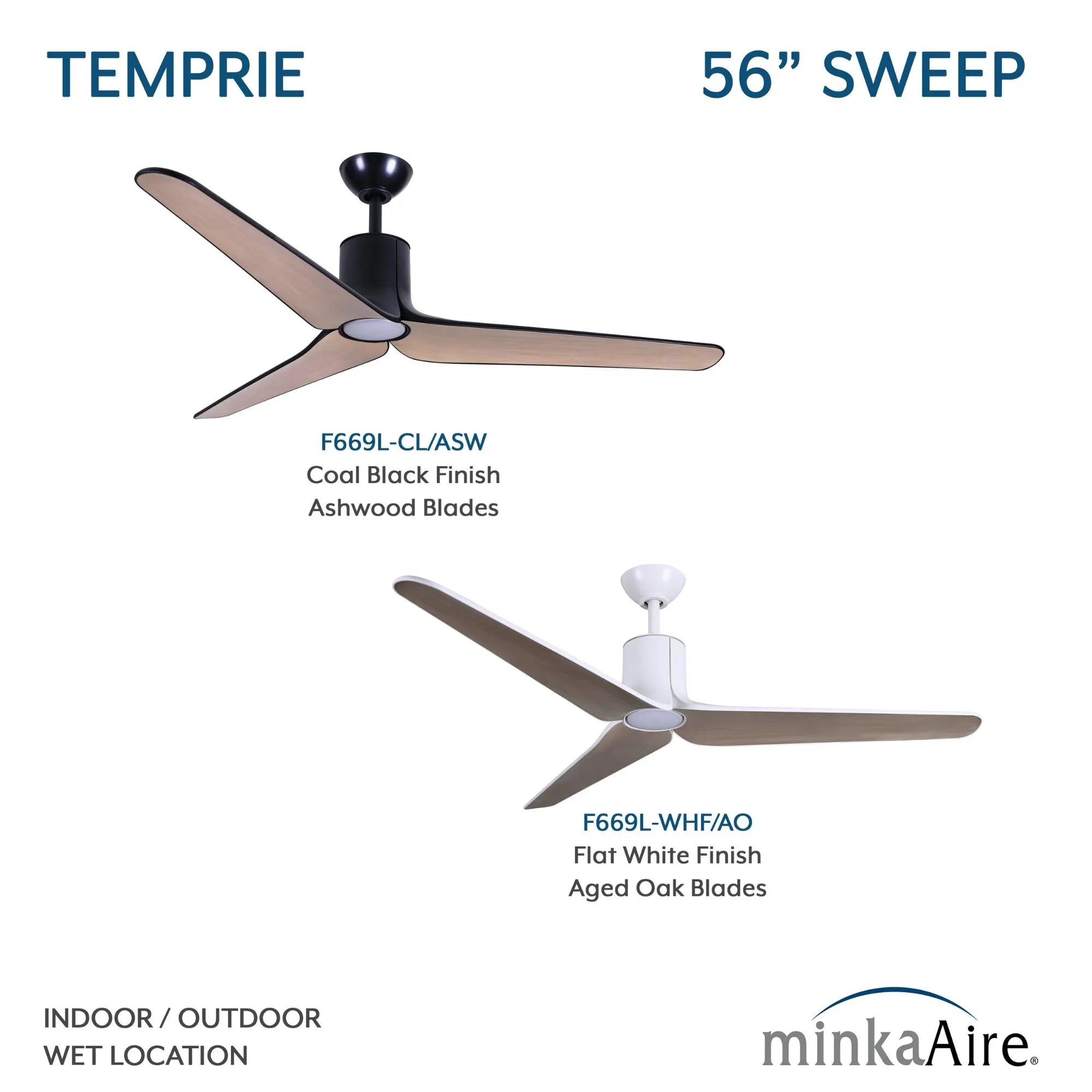 Tempri 56" Indoor/Outdoor LED Ceiling Fan, Flat White