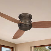 Traditional Concept LED 52" Bronze Outdoor Hugger Ceiling Fan with Wall Control