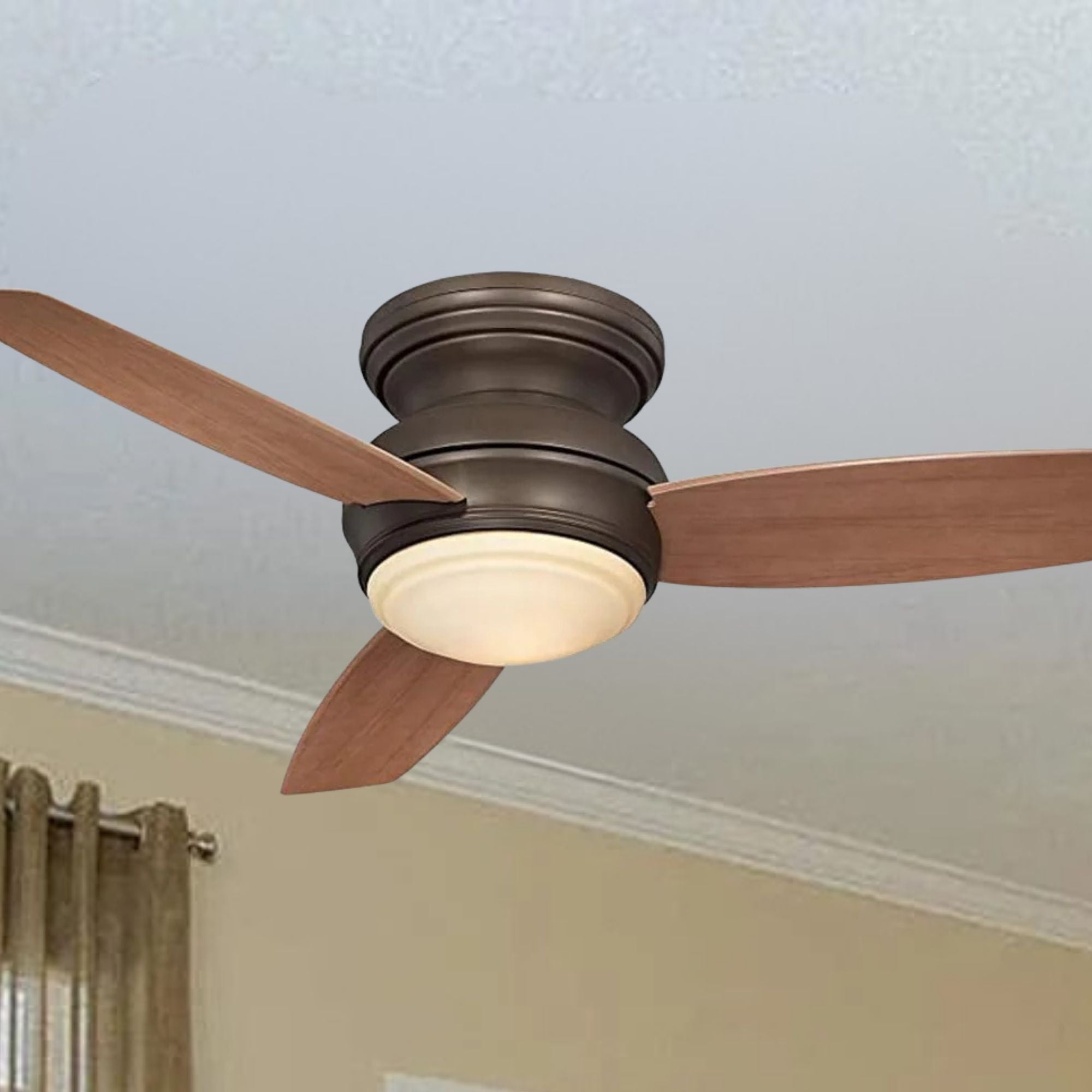 Traditional Concept LED 44" Bronze Outdoor Hugger Ceiling Fan with Wall Control
