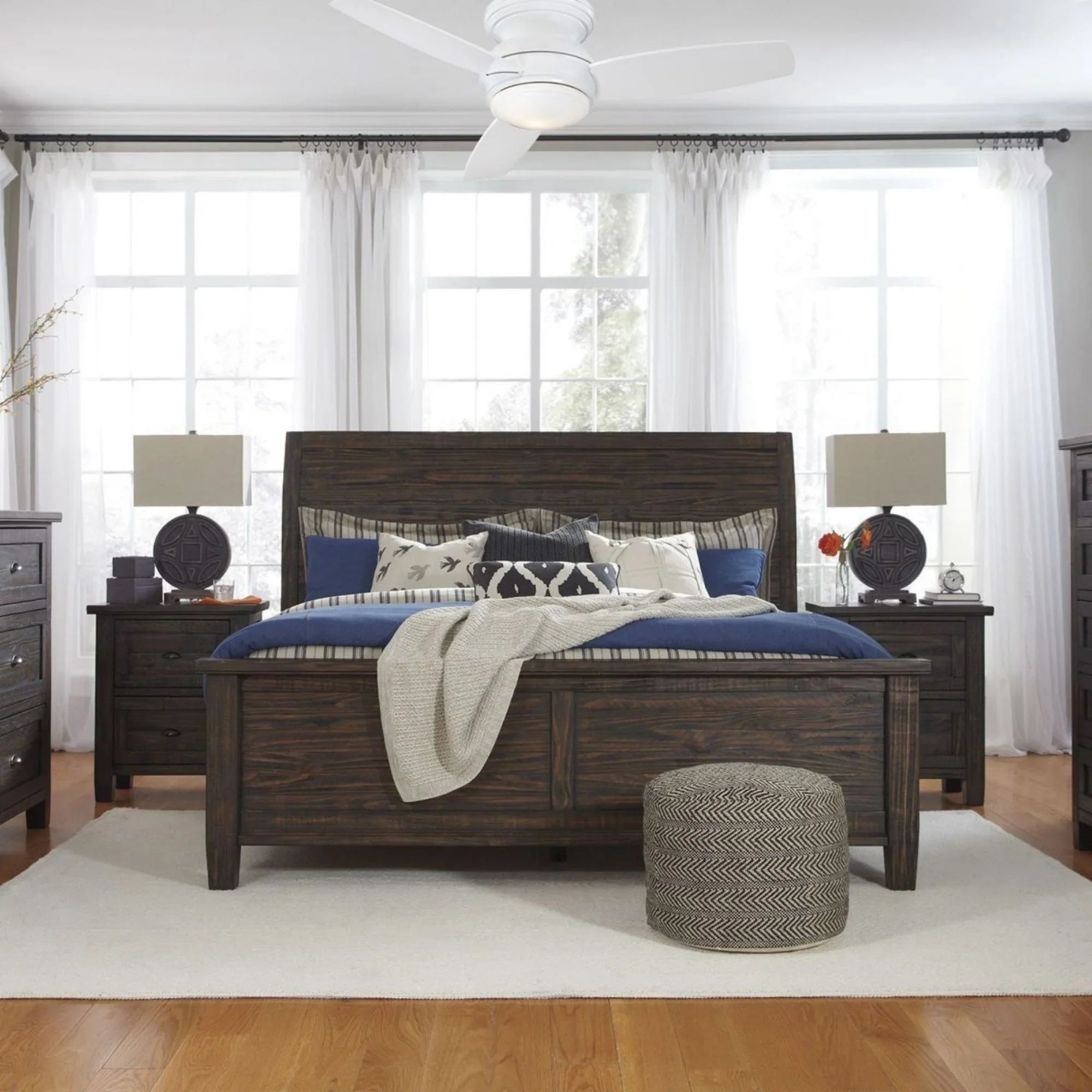 Traditional Concept LED 44" White Outdoor Hugger Ceiling Fan with Wall Control