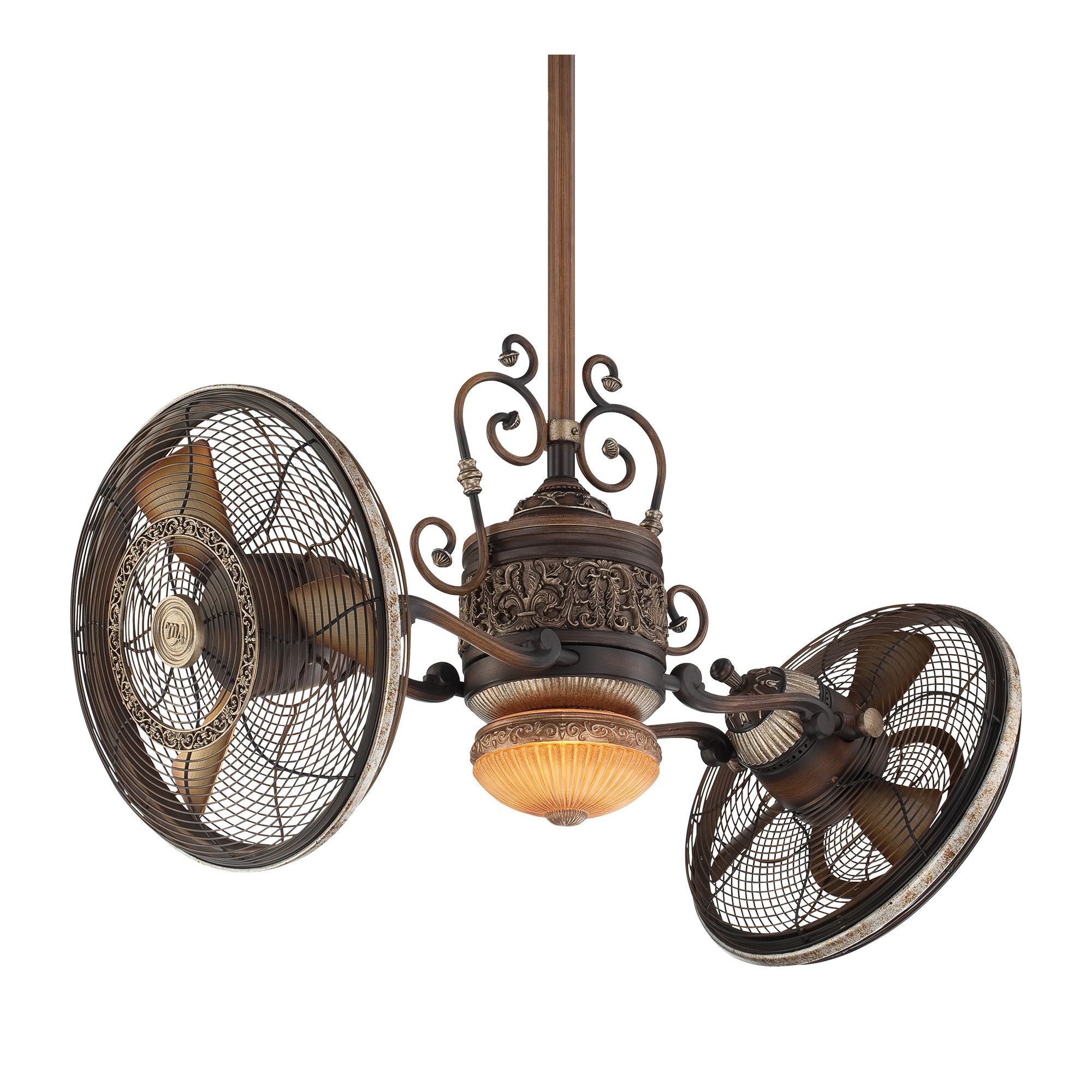 Traditional Gyro LED 42" Dual Ceiling Fan with Wall Control, Belcaro Walnut - Bees Lighting
