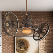 Traditional Gyro LED 42" Dual Ceiling Fan with Wall Control, Belcaro Walnut