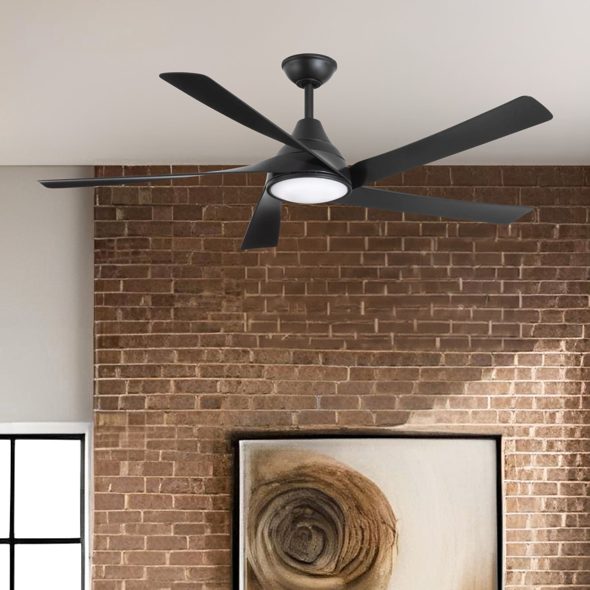 Transonic 56" LED Ceiling Fan with Remote, Black Coal