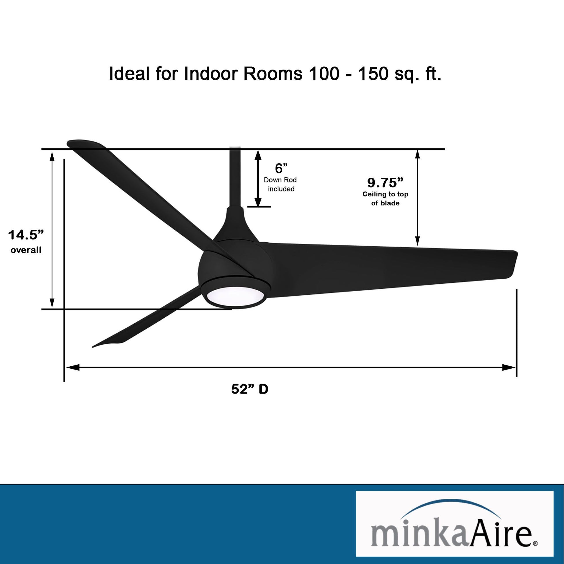 Twist LED 52" Smart Ceiling Fan with Remote, Black Coal - Bees Lighting