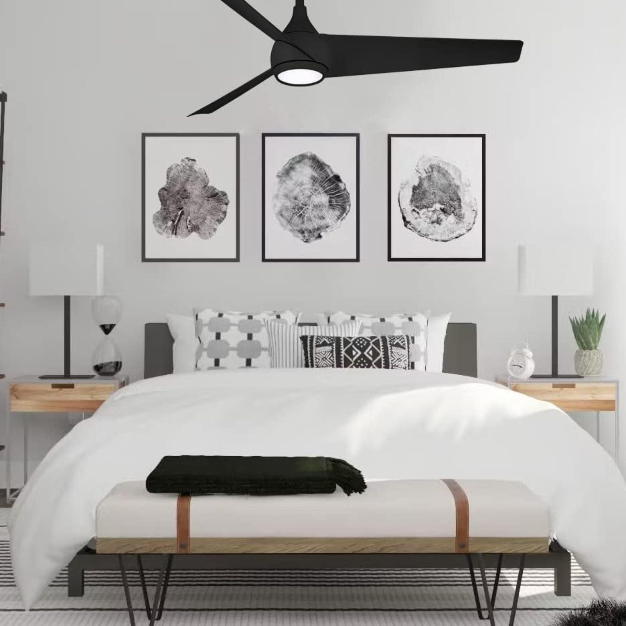 Twist LED 52" Smart Ceiling Fan with Remote, Black Coal - Bees Lighting
