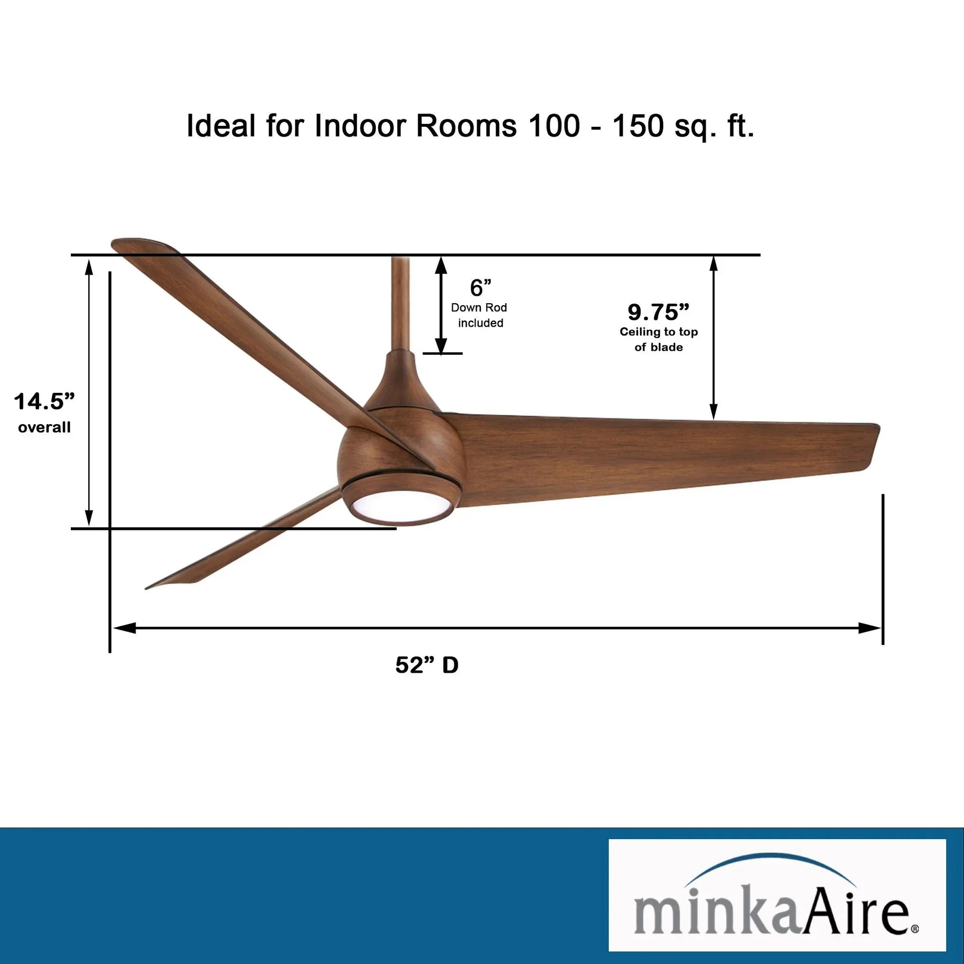 Twist LED 52" Smart Ceiling Fan with Remote, Distressed Koa - Bees Lighting