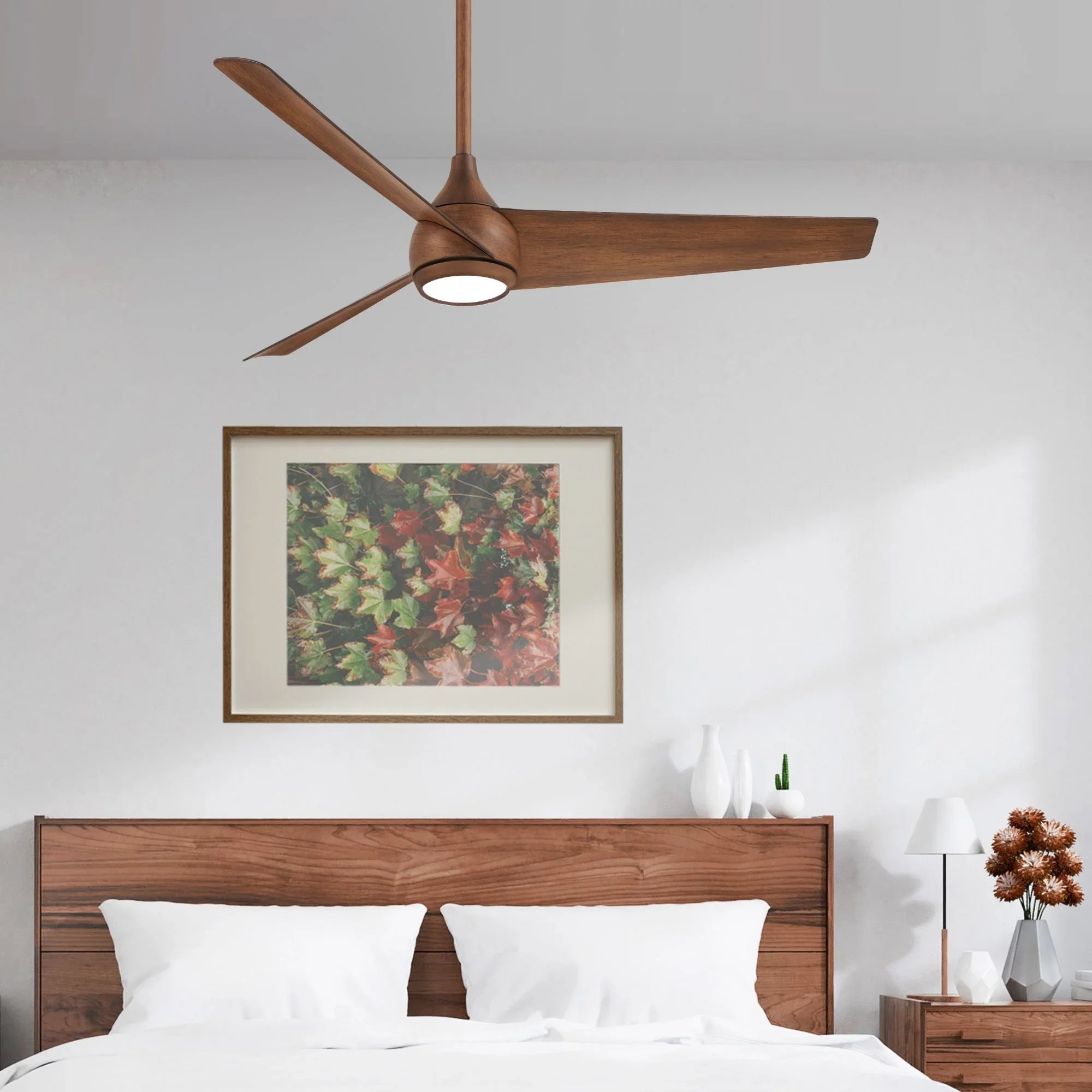 Twist LED 52" Smart Ceiling Fan with Remote, Distressed Koa - Bees Lighting