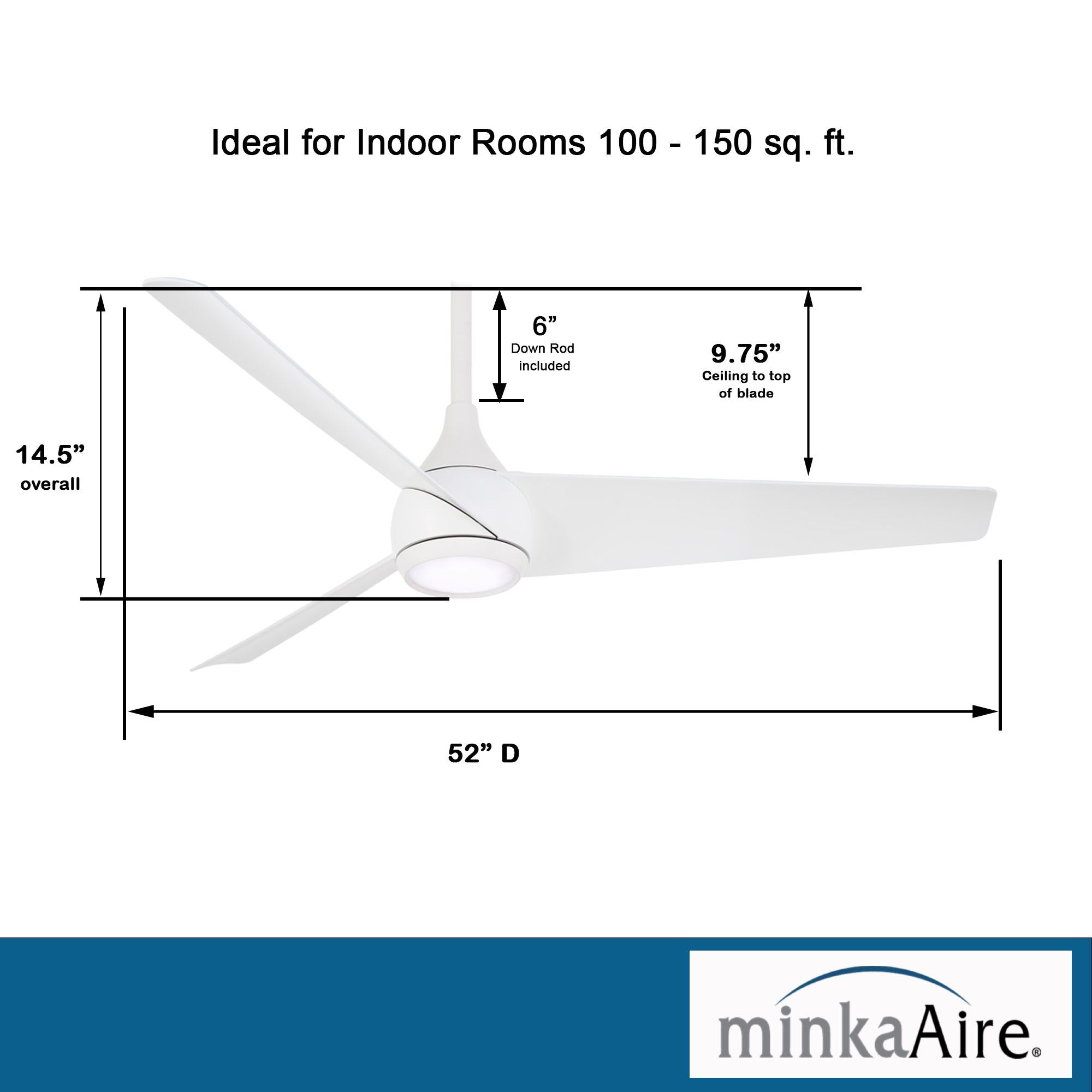 Twist LED 52" Smart Ceiling Fan with Remote, Flat White - Bees Lighting