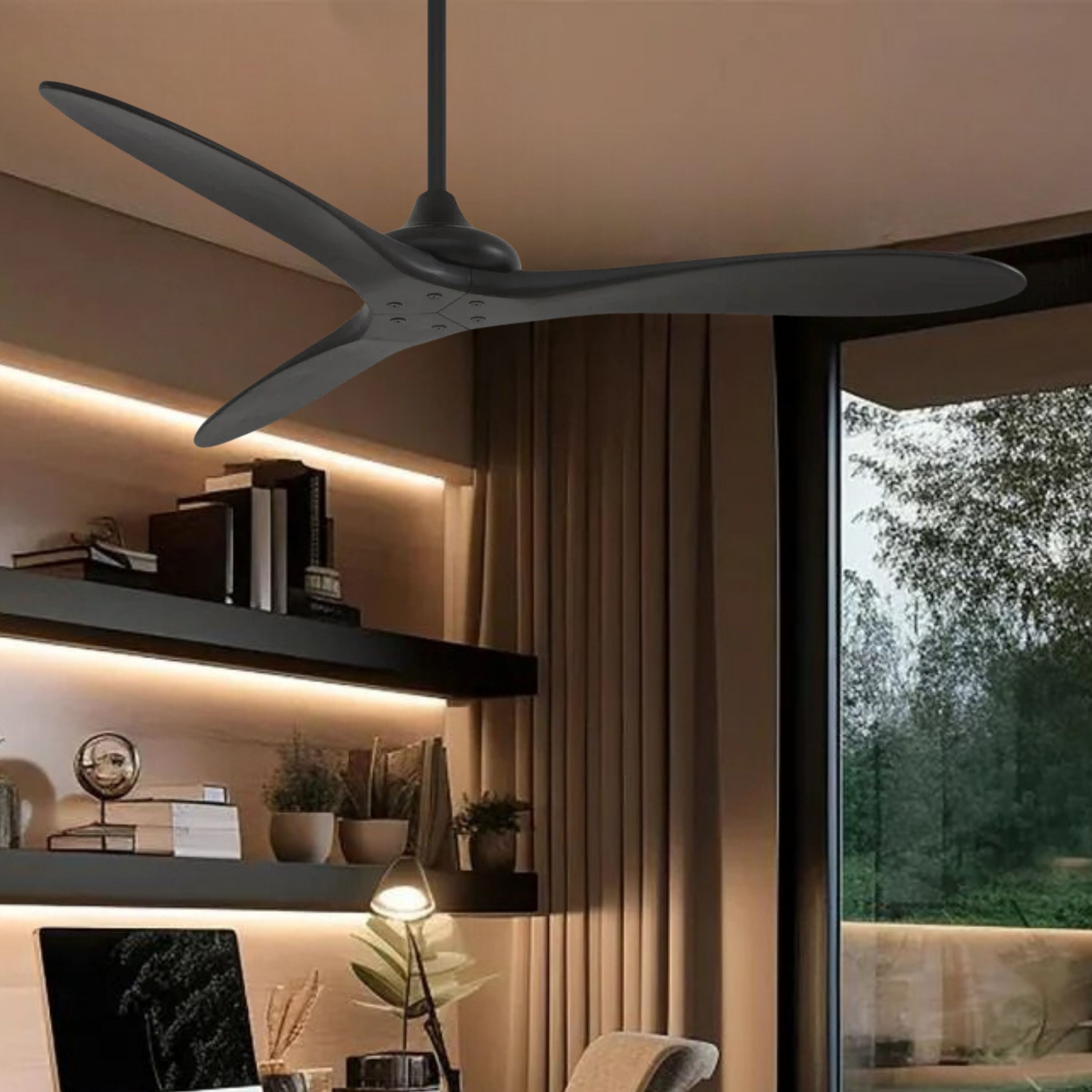 Vapor 60" Ceiling Fan with Remote, Black Coal