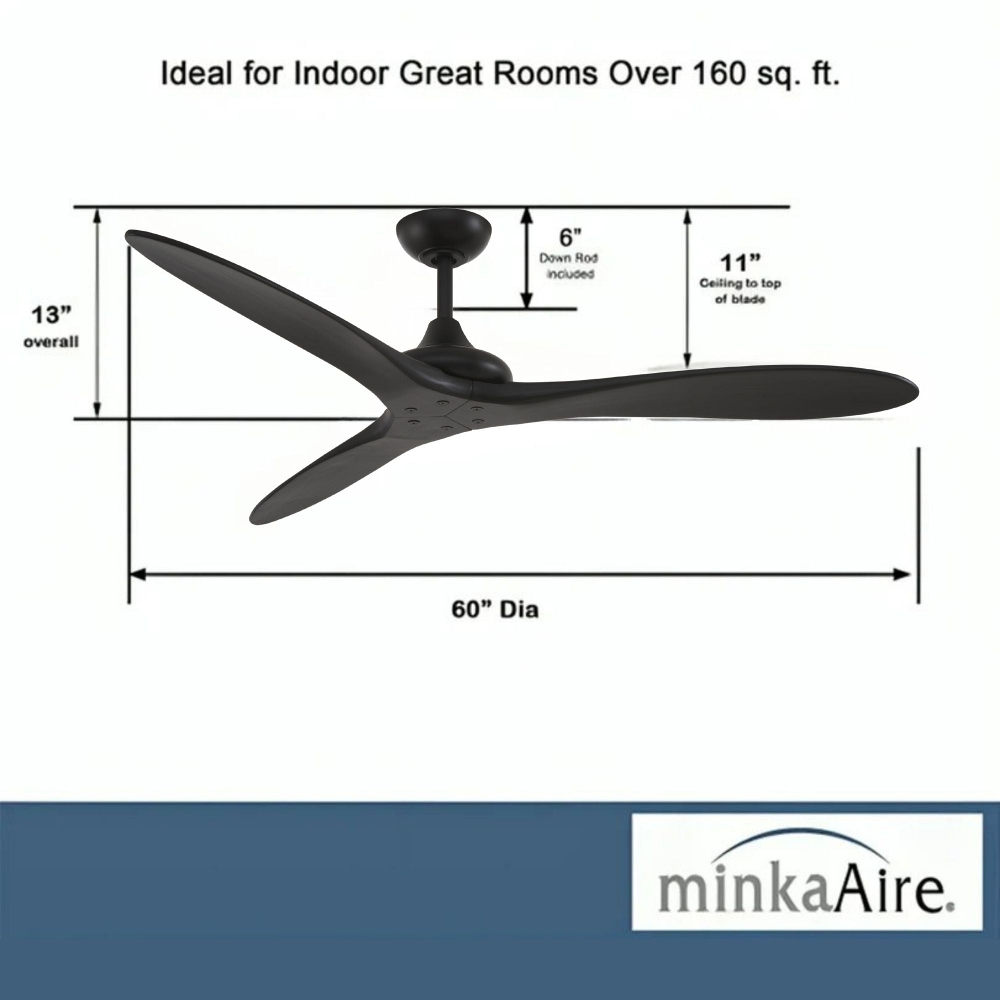 Vapor 60" Ceiling Fan with Remote, Black Coal