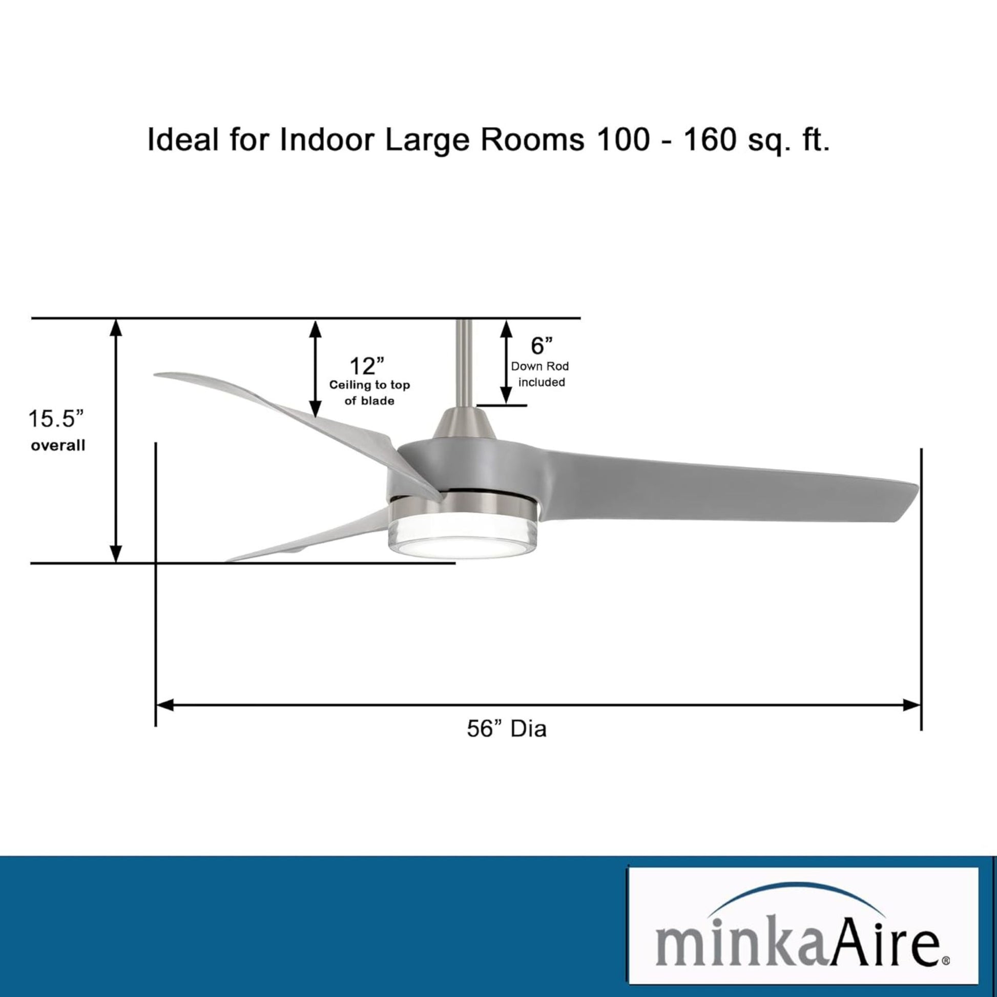 Veer LED 56" Smart Ceiling Fan with Remote, Brushed Nickel - Bees Lighting