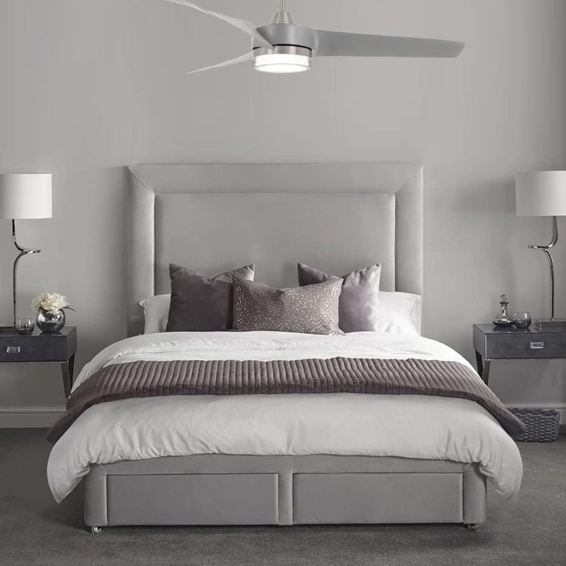 Veer LED 56" Smart Ceiling Fan with Remote, Brushed Nickel - Bees Lighting