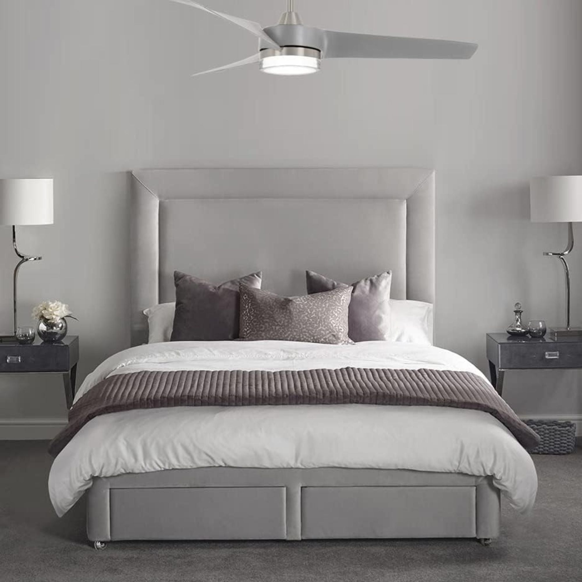 Veer LED 56" Smart Ceiling Fan with Remote, Brushed Nickel - Bees Lighting