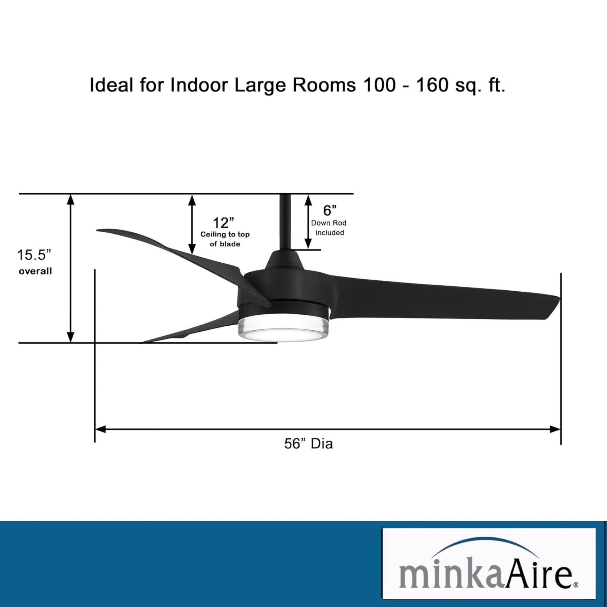Veer LED 56" Smart Ceiling Fan with Remote, Black Coal - Bees Lighting