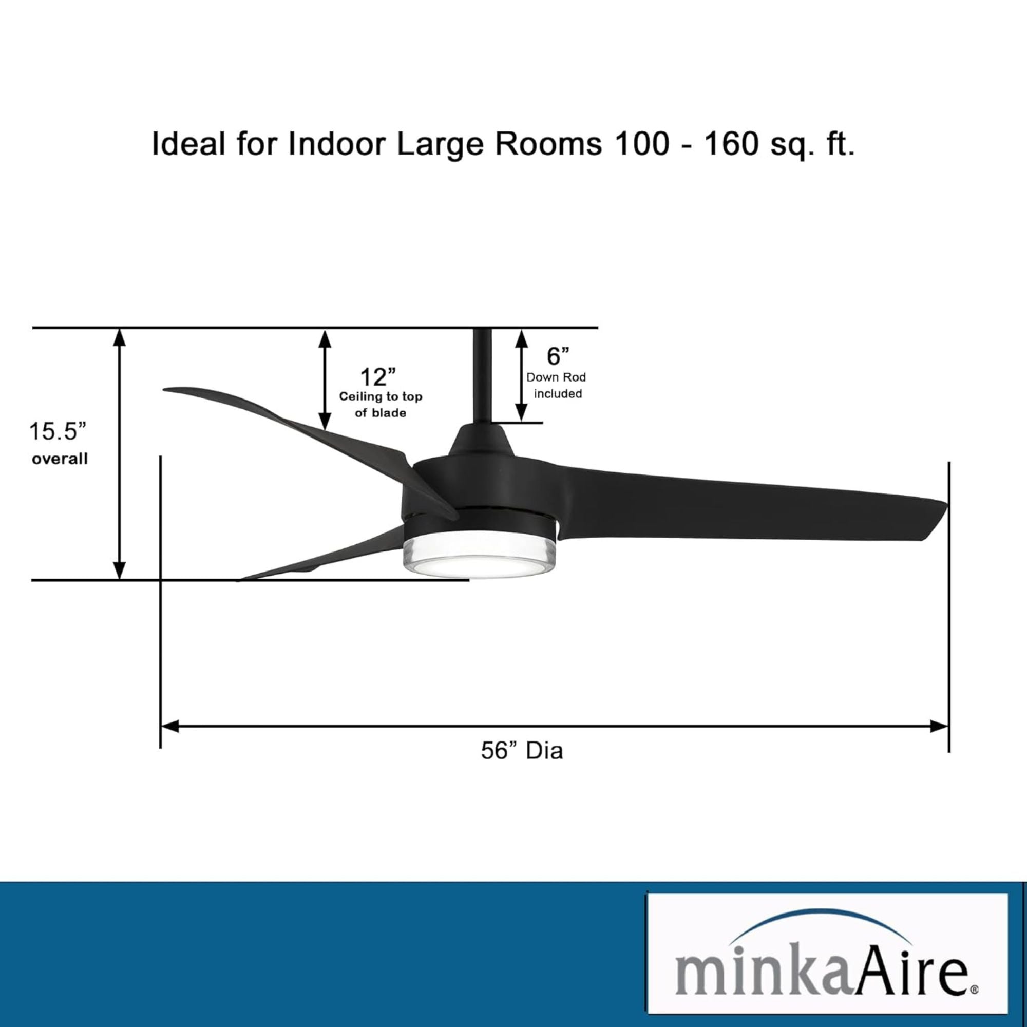 Veer LED 56" Smart Ceiling Fan with Remote, Black Coal - Bees Lighting