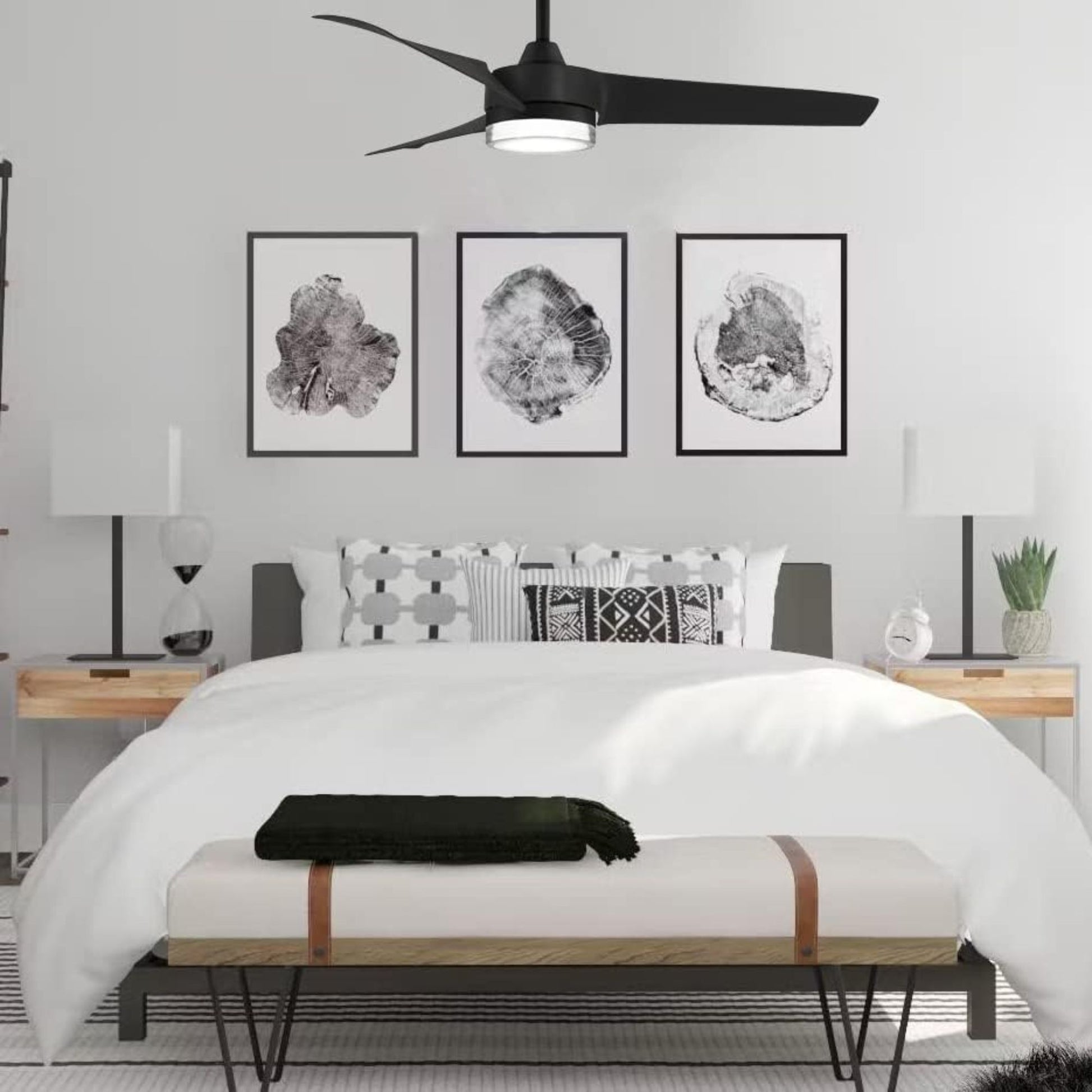 Veer LED 56" Smart Ceiling Fan with Remote, Black Coal - Bees Lighting
