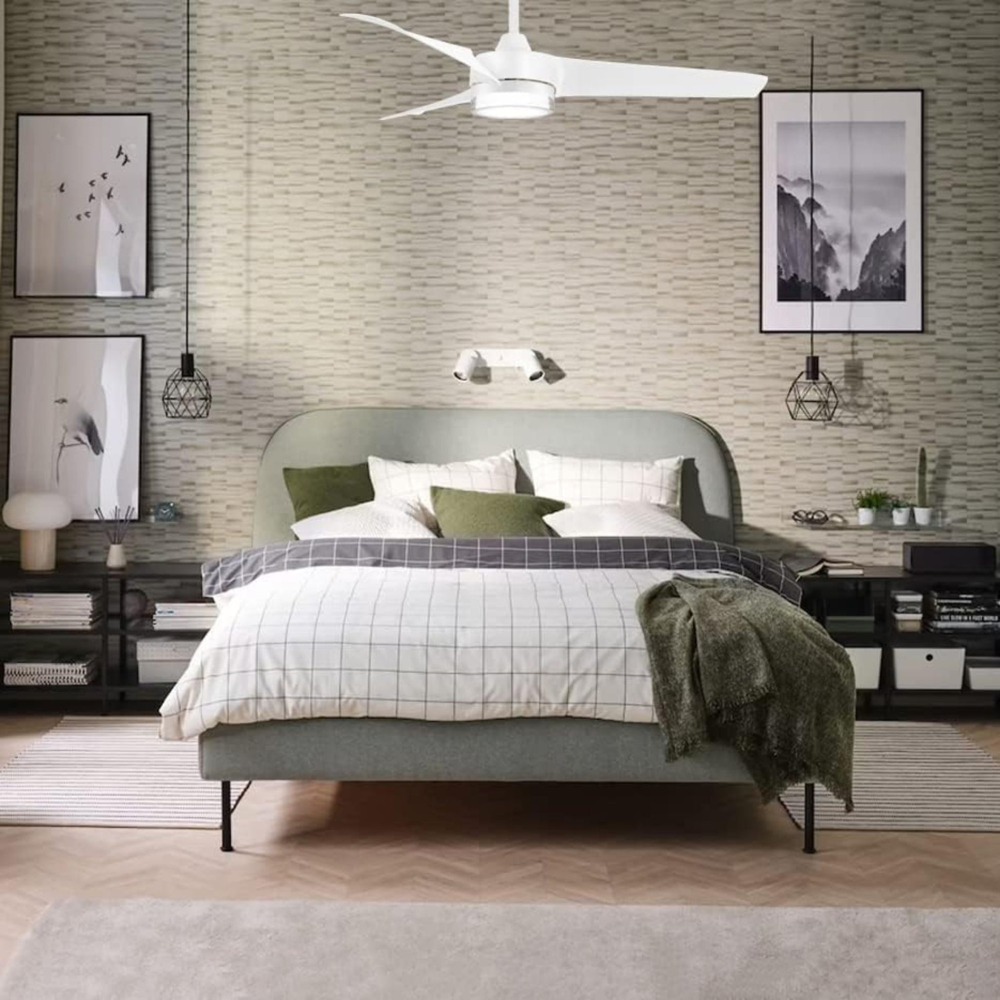 Veer LED 56" Smart Ceiling Fan with Remote, Flat White - Bees Lighting
