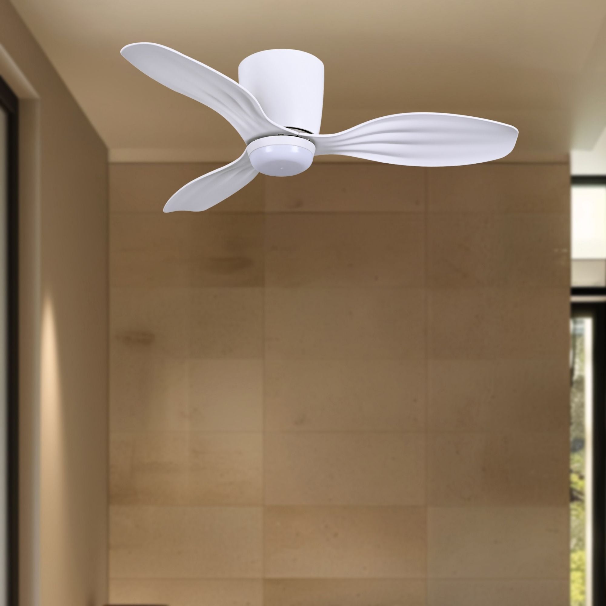 Ventiara 36" Flat White LED Flush Mount Ceiling Fan