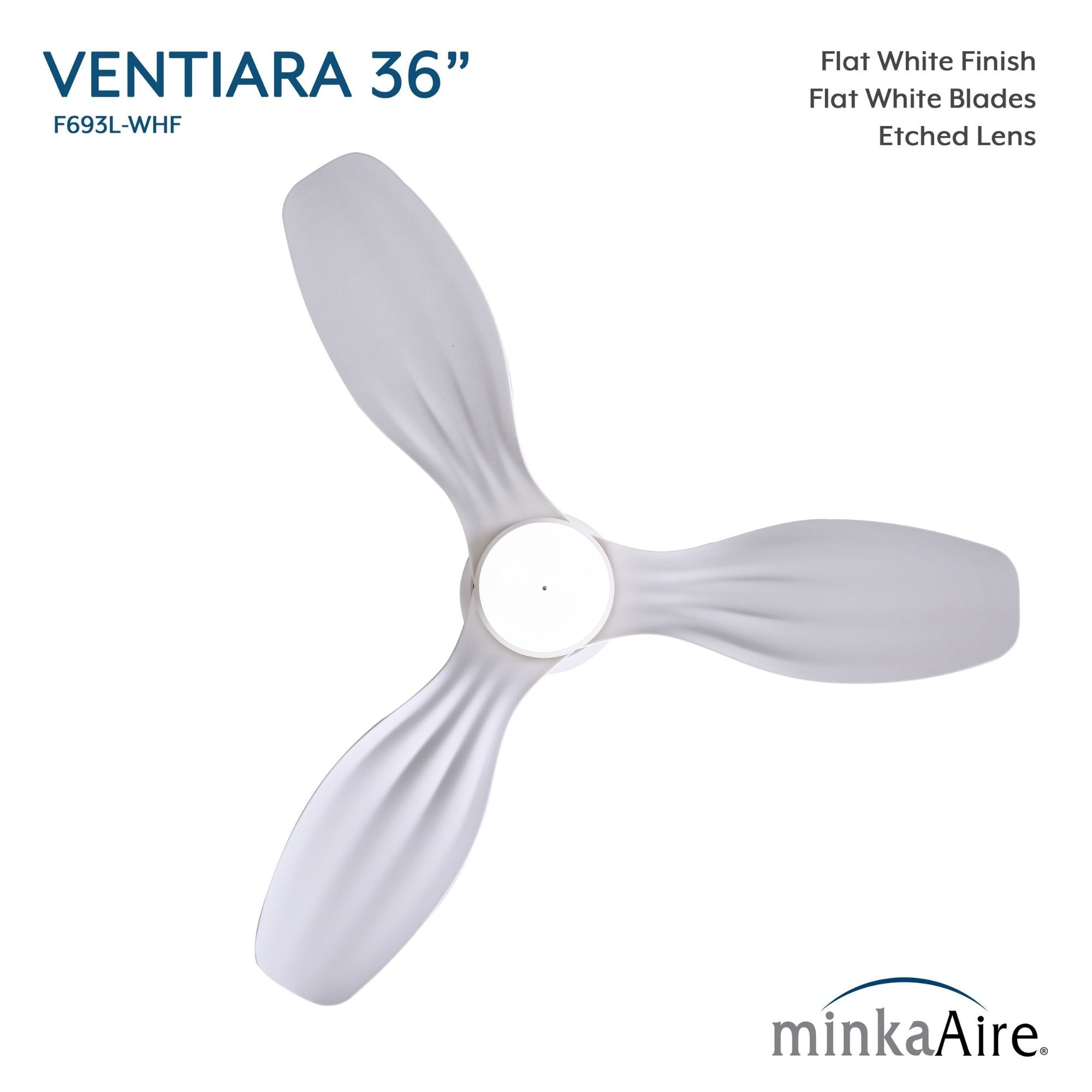 Ventiara 36" Flat White LED Flush Mount Ceiling Fan