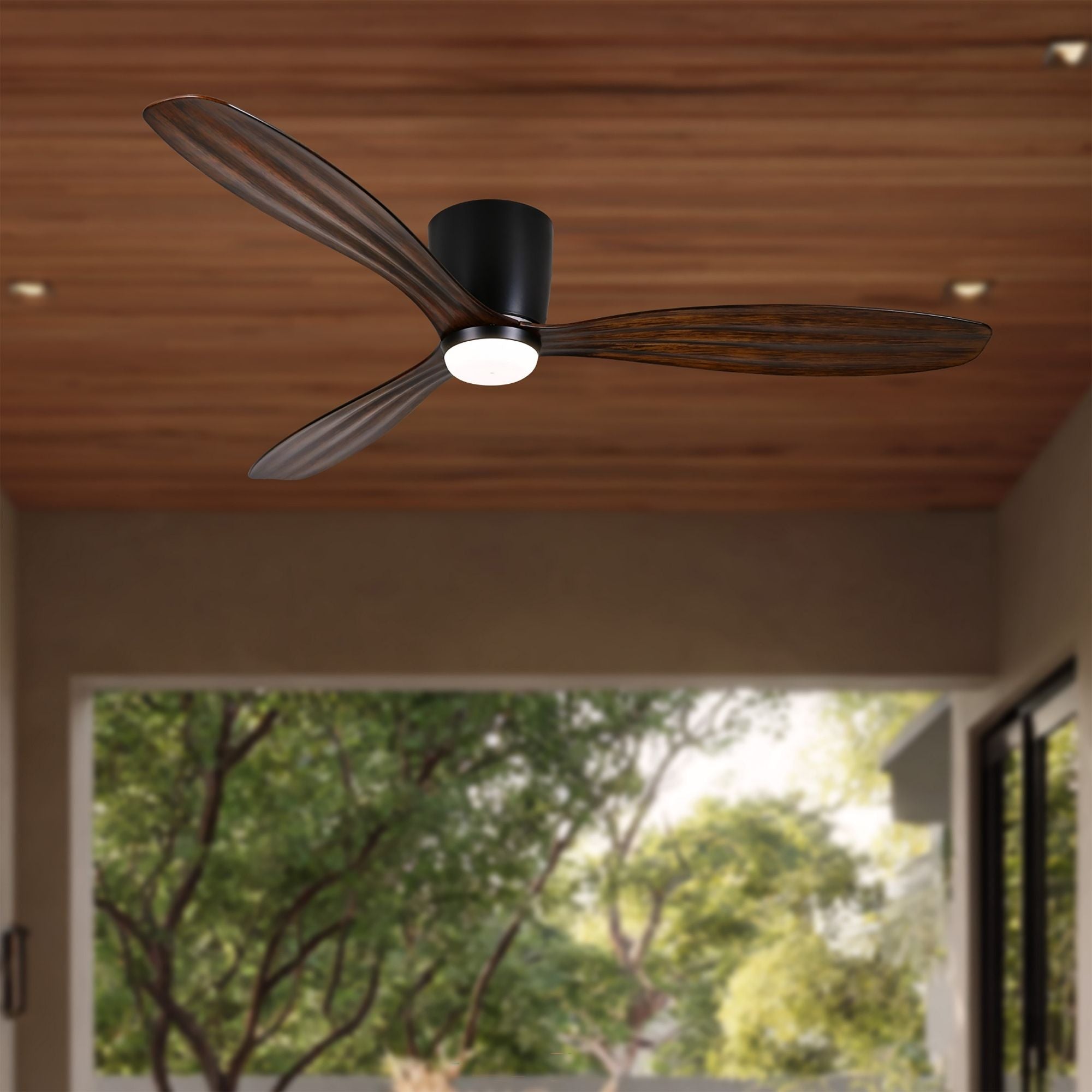 Ventiara 52" Coal Black LED Flush Mount Ceiling Fan