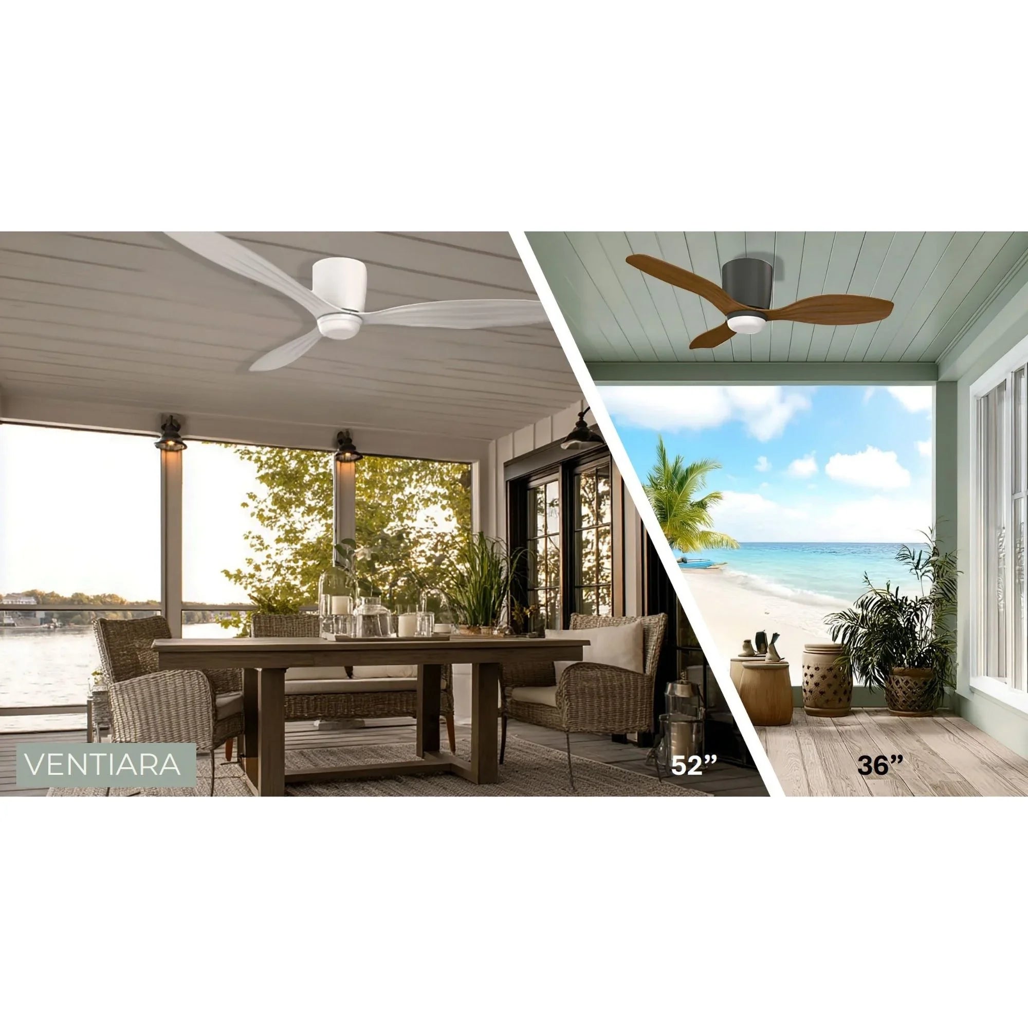 Ventiara 52" Coal Black LED Flush Mount Ceiling Fan