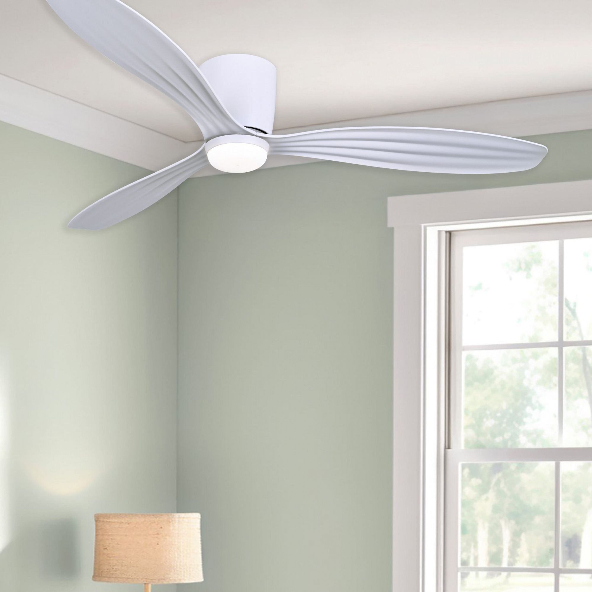 Ventiara 52" Flat White LED Flush Mount Ceiling Fan