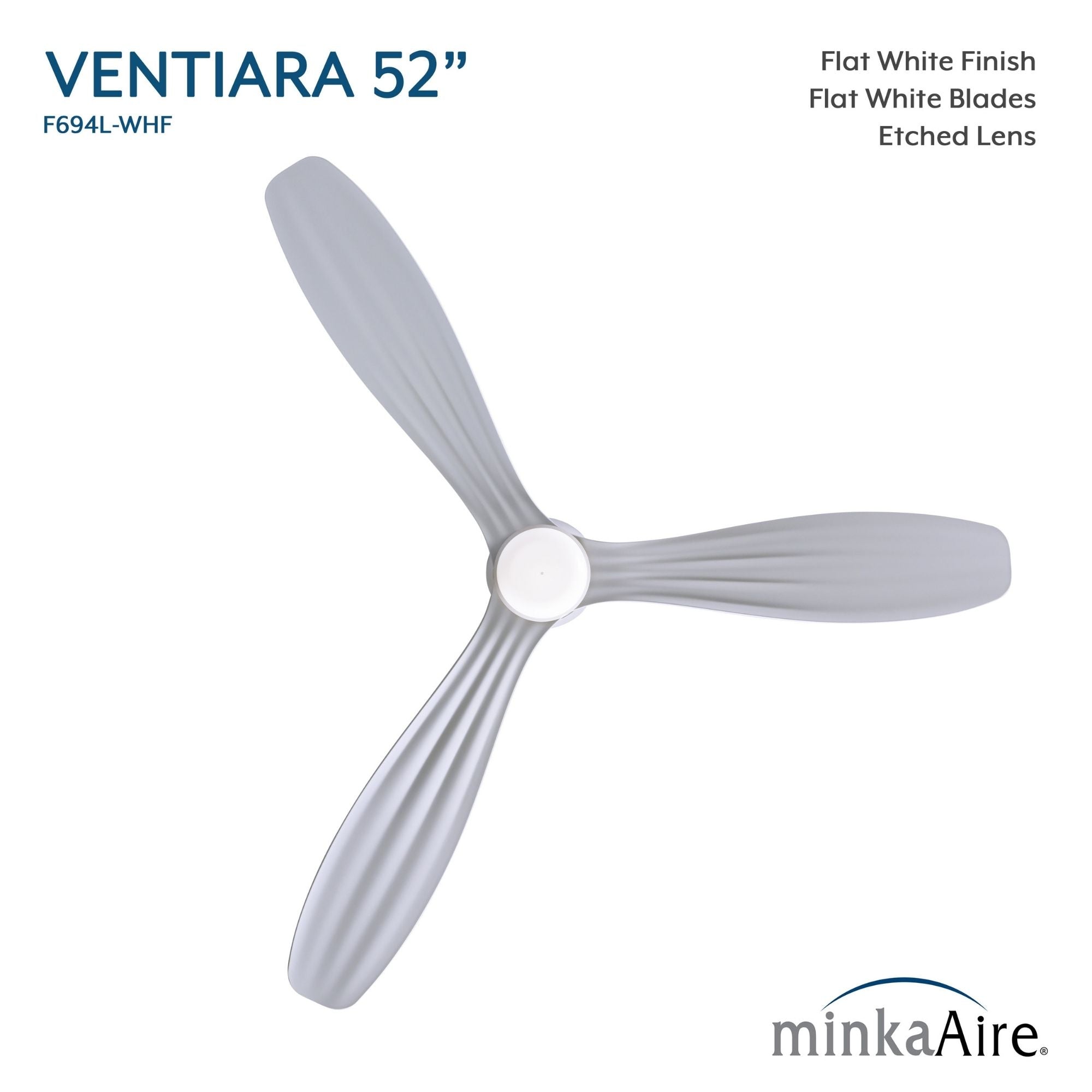Ventiara 52" Flat White LED Flush Mount Ceiling Fan