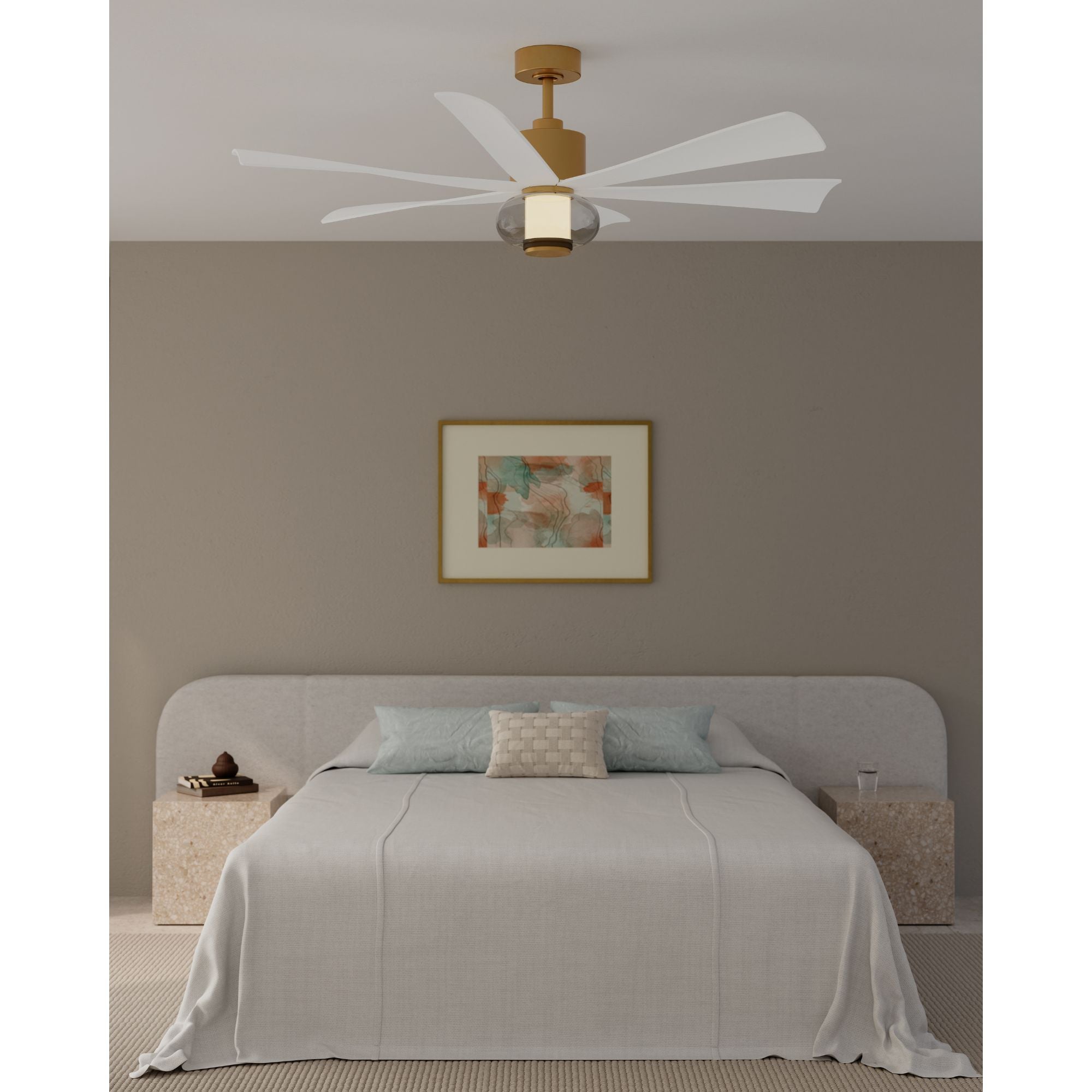 Minka Aire Veyra 56'' Smart Ceiling Fan with LED Light DC Motor Legacy Brass/Alabaster White