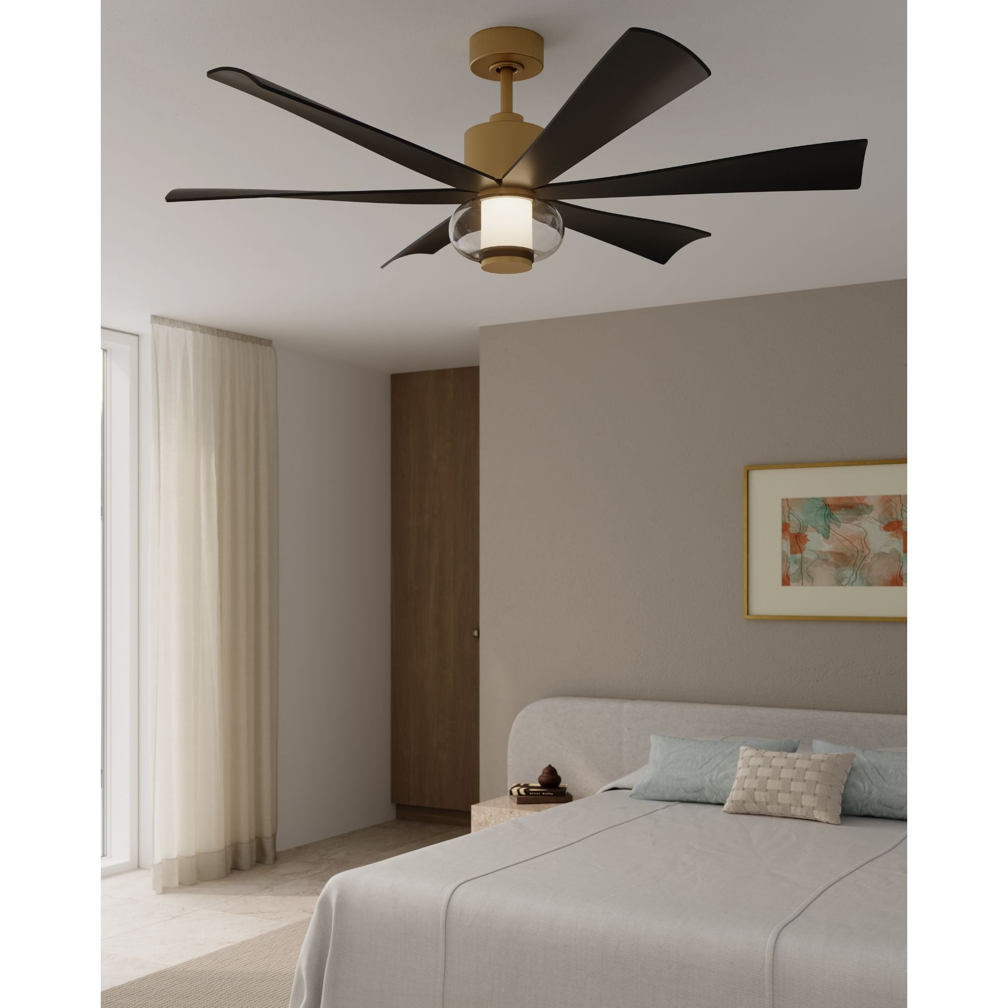 Minka Aire Veyra 56'' Smart Ceiling Fan with LED Light DC Motor Legacy Brass/Coal Black