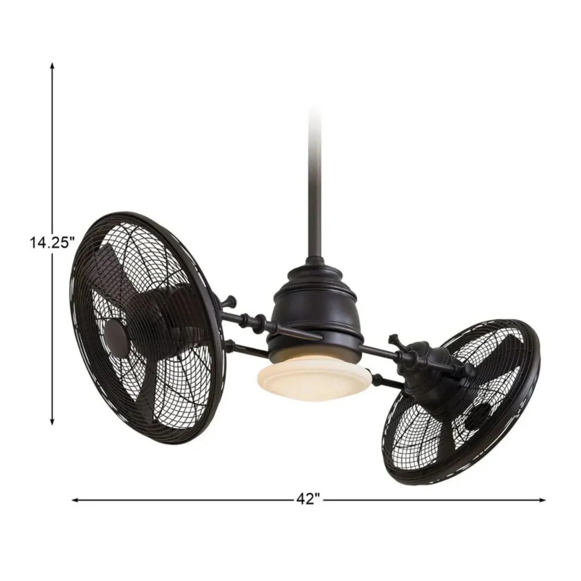 Vintage LED Gyro 42" Dual Ceiling Fan with Light and Wall Control, Kocoa